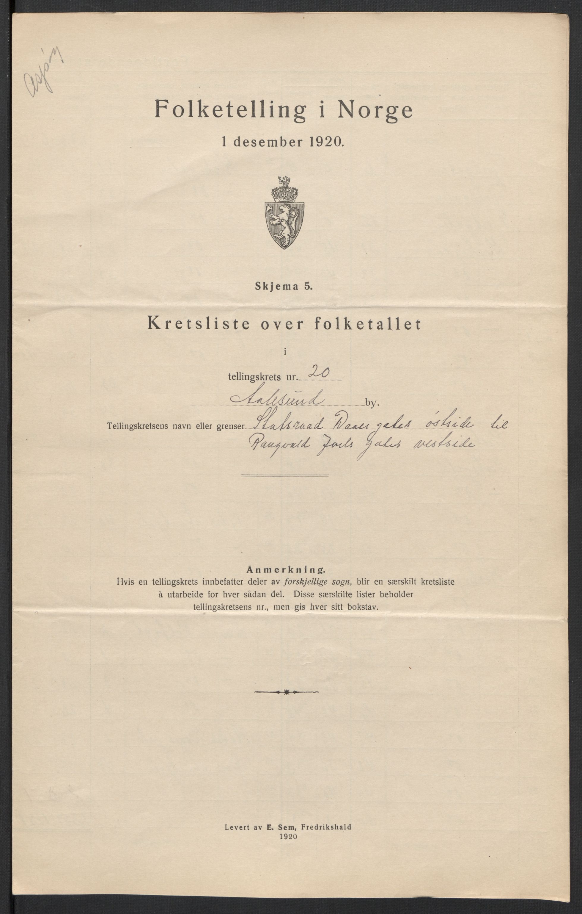 SAT, Folketelling 1920 for 1501 Ålesund kjøpstad, 1920, s. 63