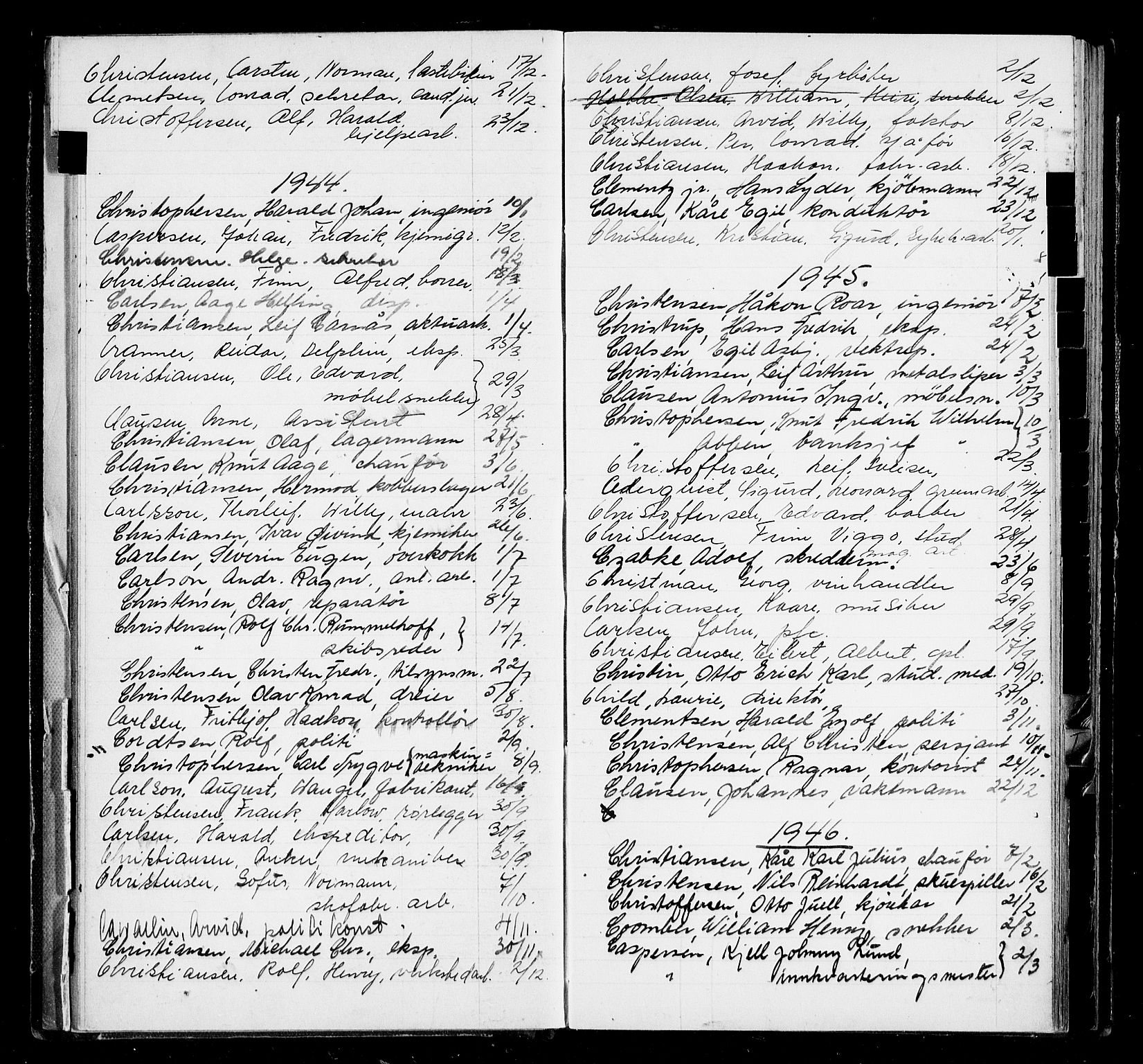Oslo byfogd avd. I, AV/SAO-A-10220/L/La/L0006: Vigselsregister, 1943-1946, s. 24