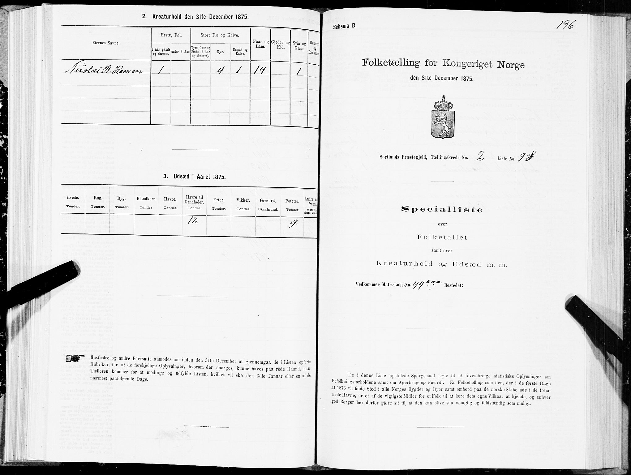 SAT, Folketelling 1875 for 1870P Sortland prestegjeld, 1875, s. 2196