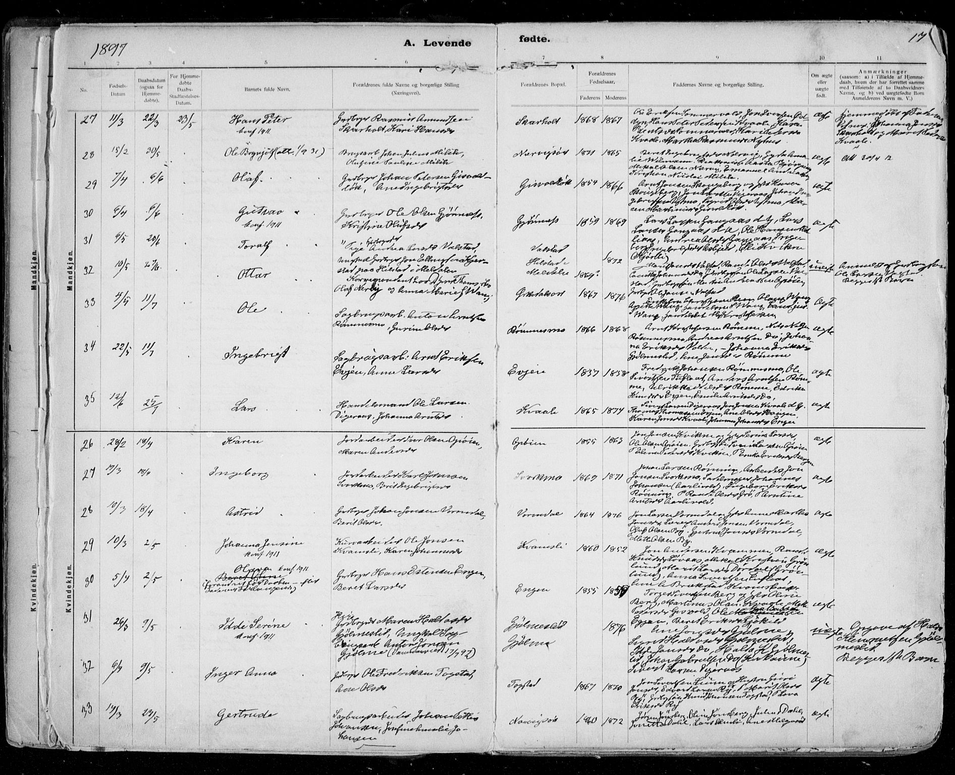 Ministerialprotokoller, klokkerbøker og fødselsregistre - Sør-Trøndelag, AV/SAT-A-1456/668/L0811: Ministerialbok nr. 668A11, 1894-1913, s. 17