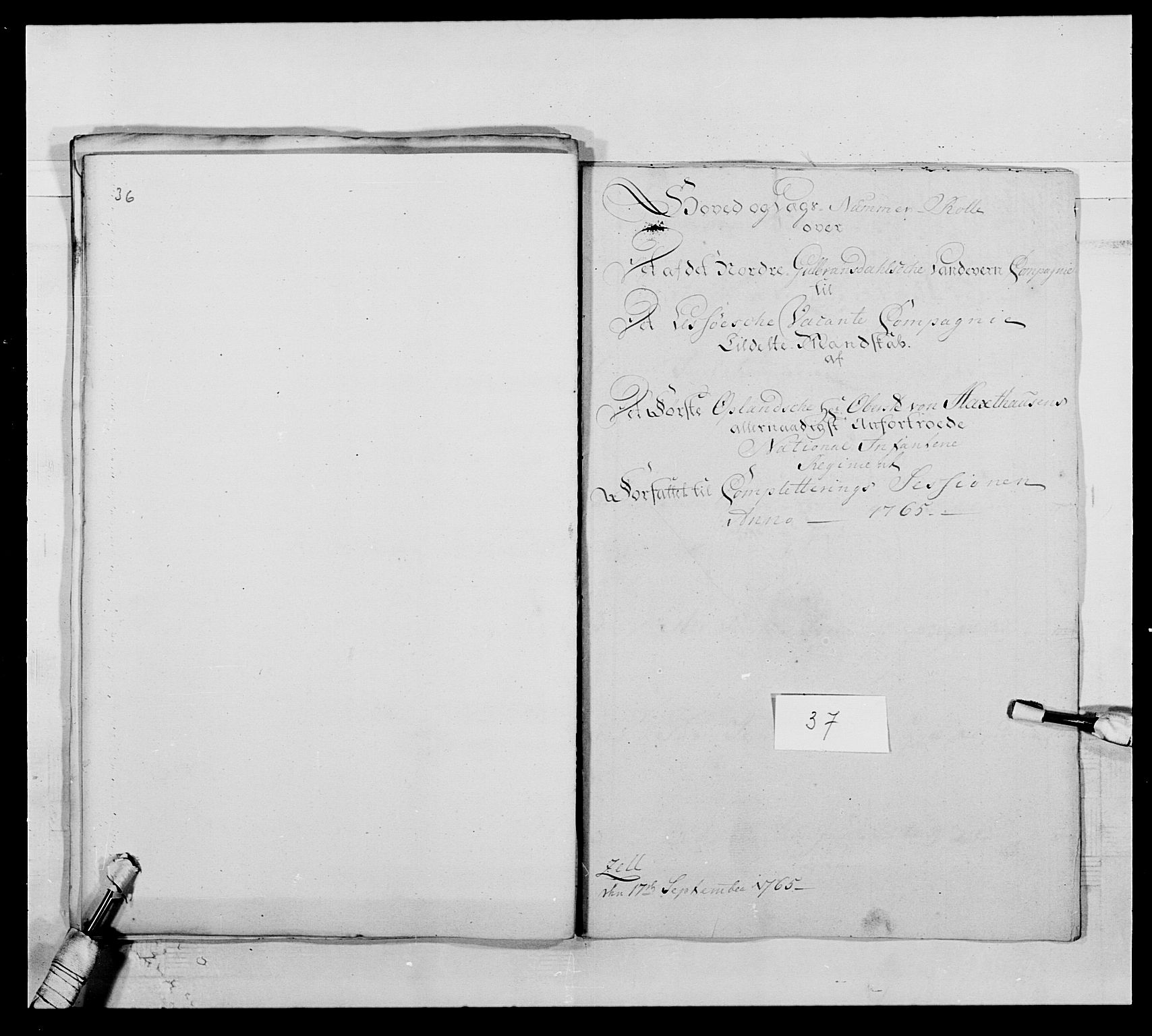 Kommanderende general (KG I) med Det norske krigsdirektorium, AV/RA-EA-5419/E/Ea/L0503b: 1. Opplandske regiment, 1764-1765, s. 571