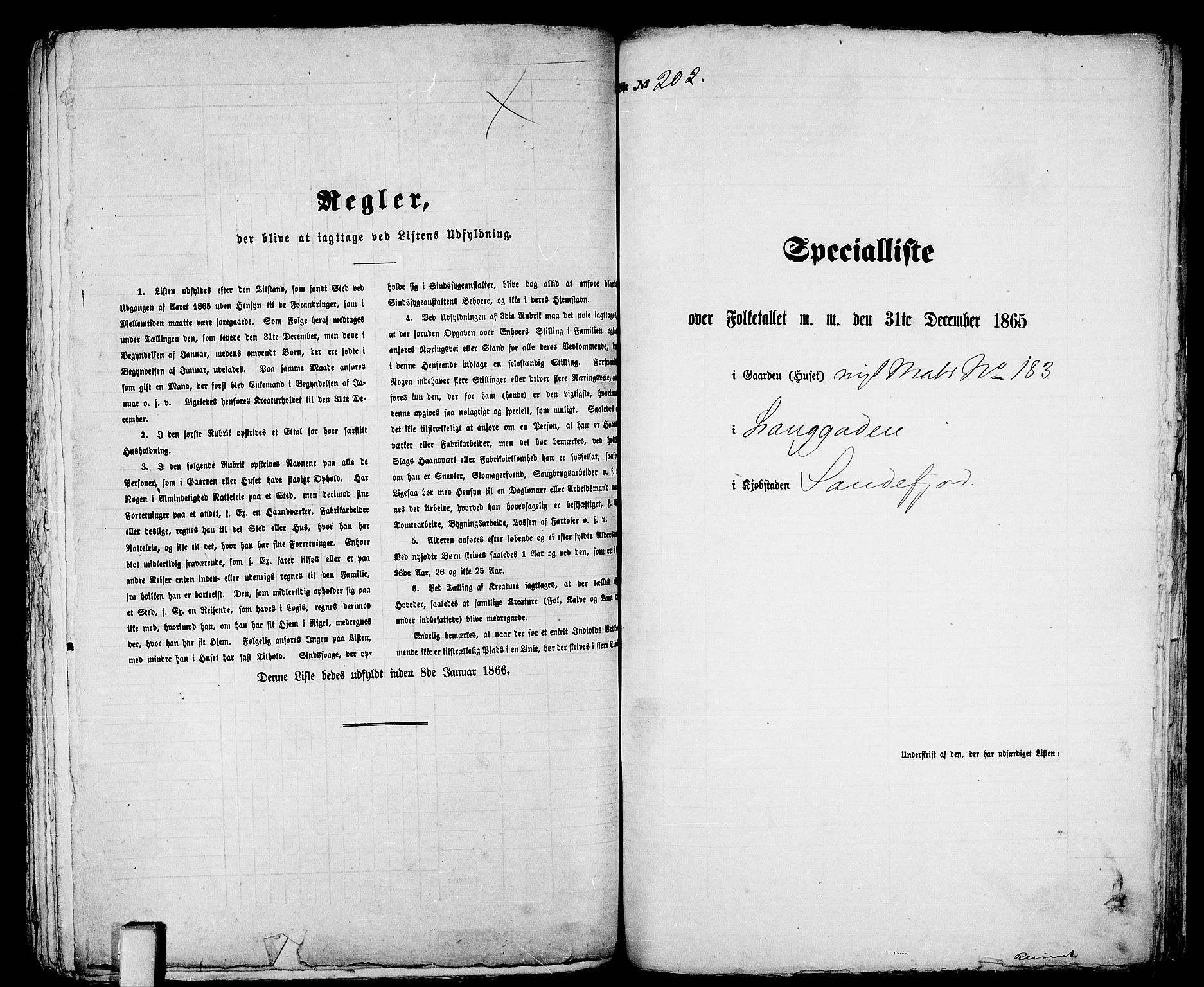 RA, Folketelling 1865 for 0706B Sandeherred prestegjeld, Sandefjord kjøpstad, 1865, s. 413