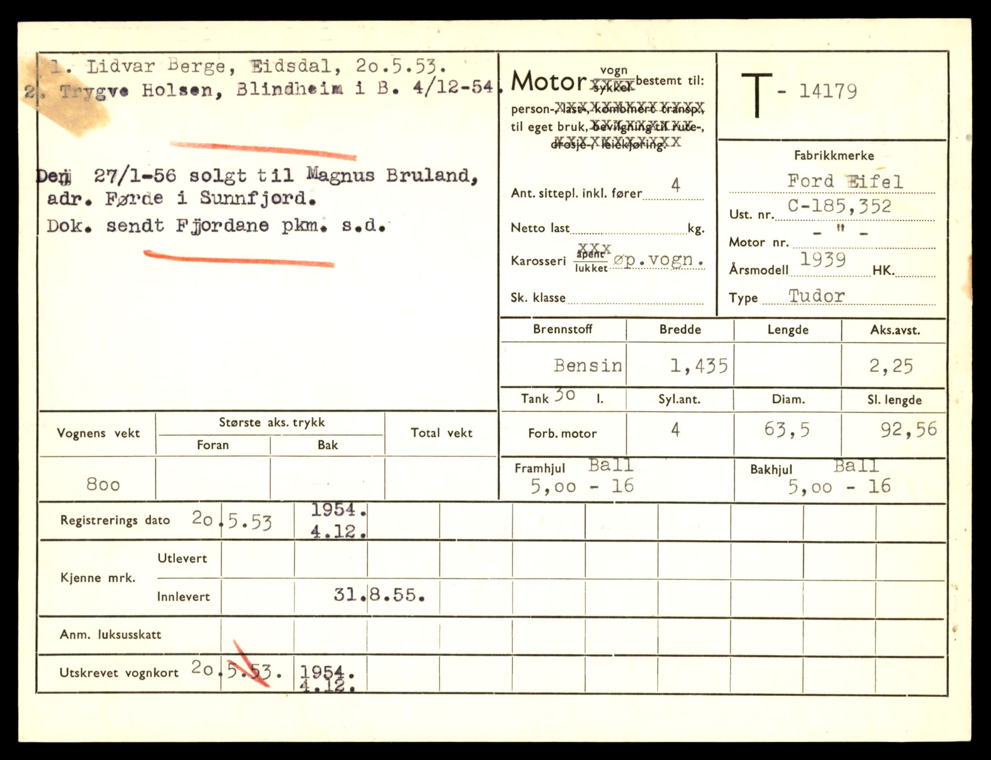 Møre og Romsdal vegkontor - Ålesund trafikkstasjon, AV/SAT-A-4099/F/Fe/L0043: Registreringskort for kjøretøy T 14080 - T 14204, 1927-1998, s. 2567