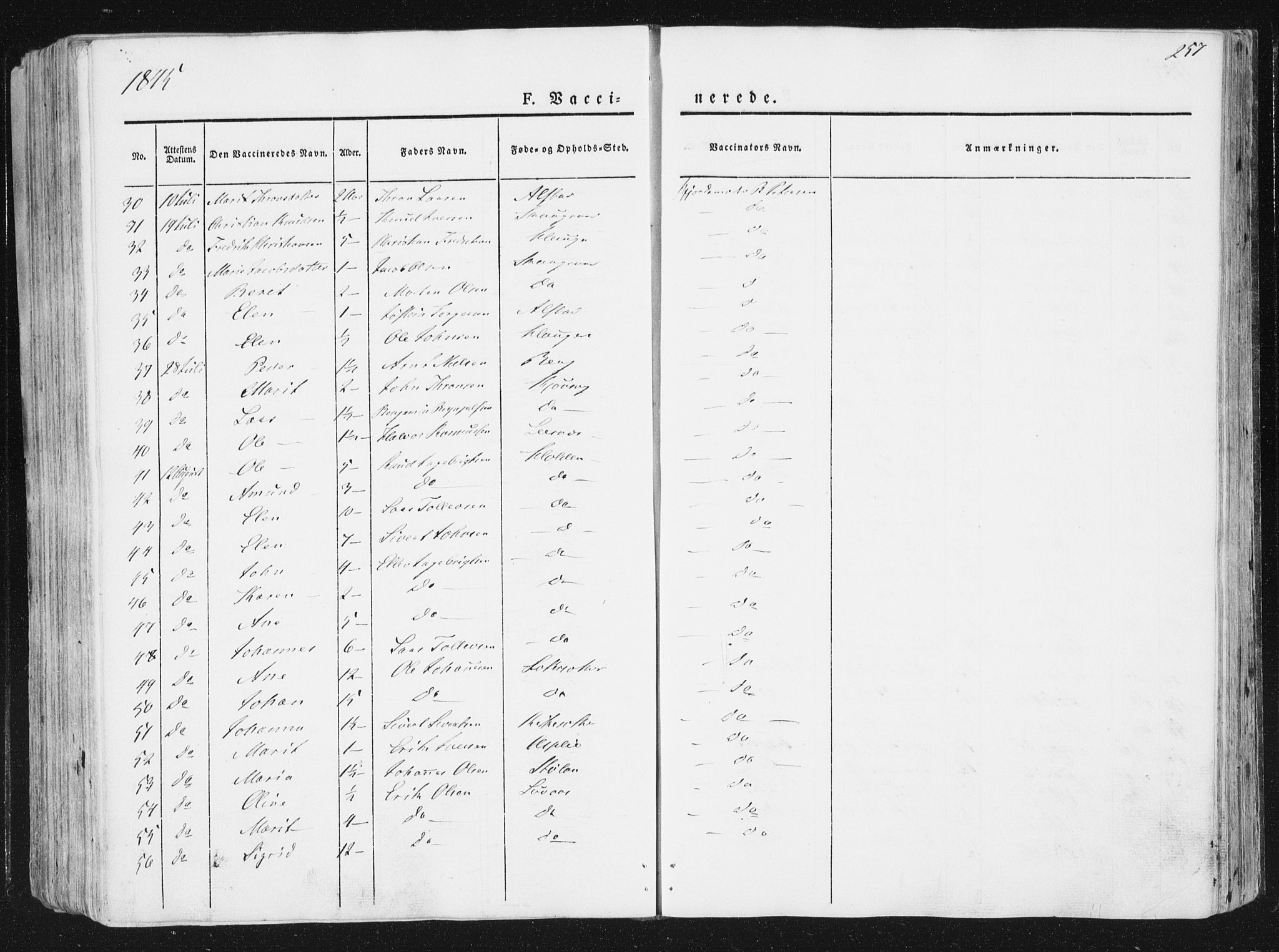 Ministerialprotokoller, klokkerbøker og fødselsregistre - Sør-Trøndelag, SAT/A-1456/630/L0493: Ministerialbok nr. 630A06, 1841-1851, s. 257