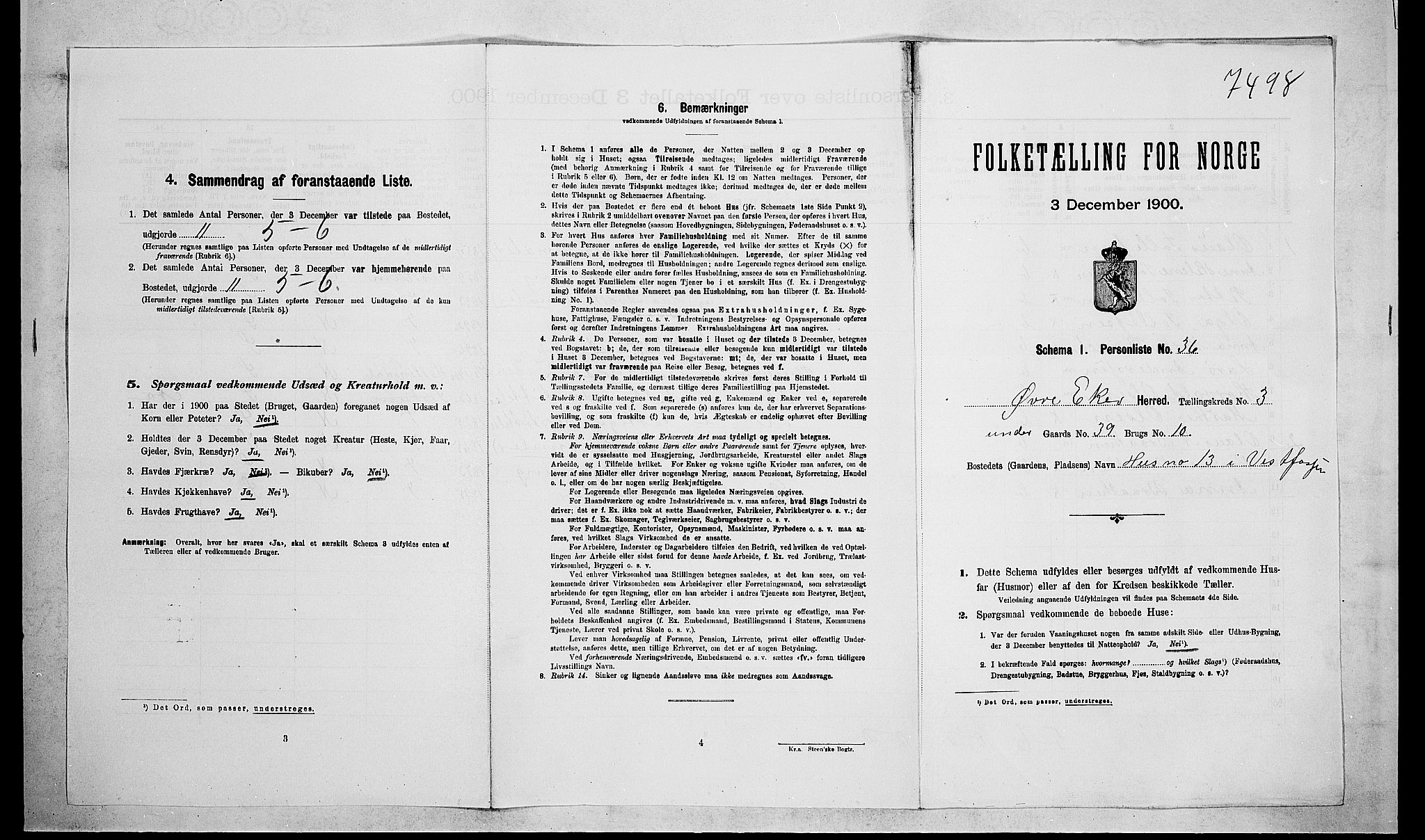 RA, Folketelling 1900 for 0624 Øvre Eiker herred, 1900, s. 231