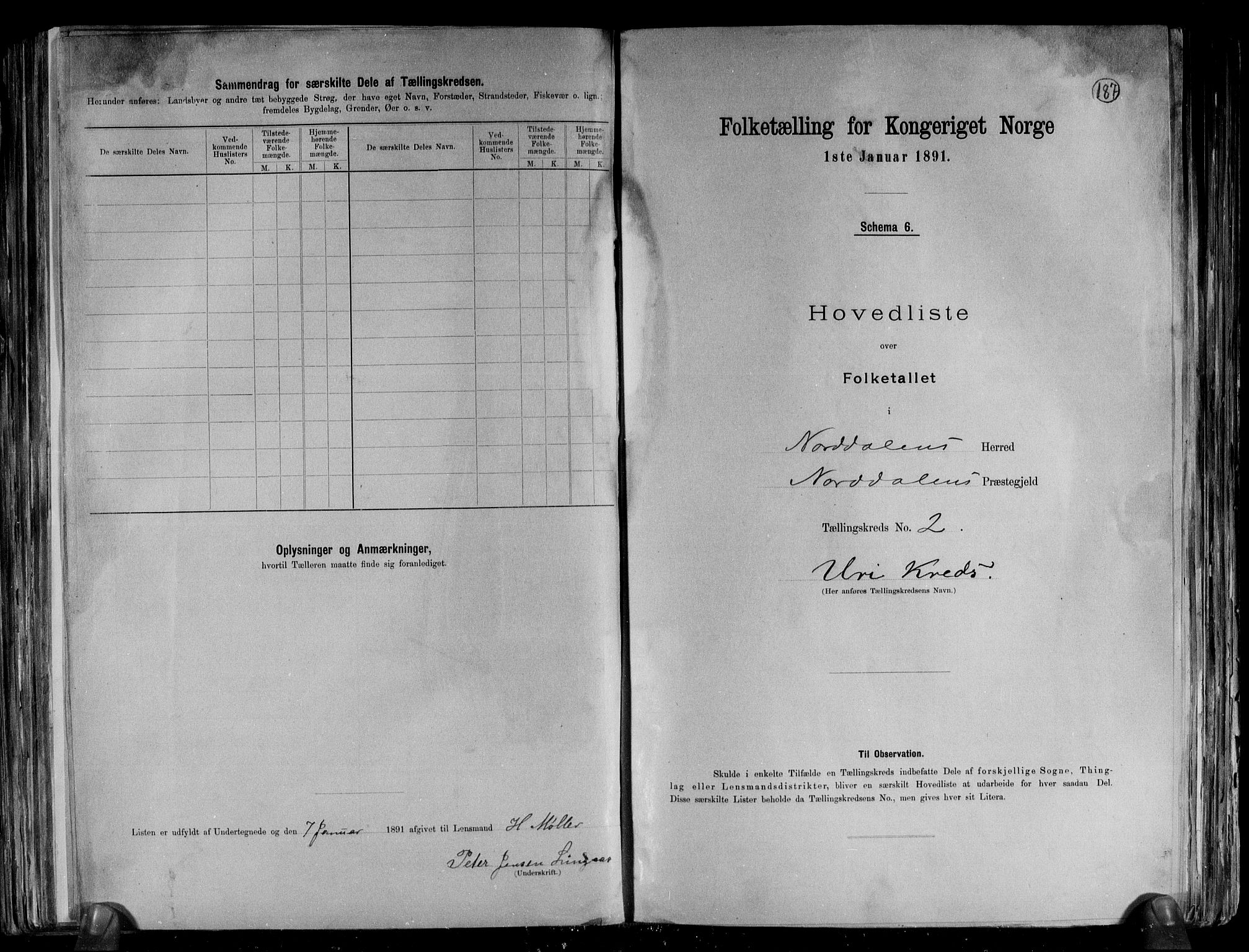 RA, Folketelling 1891 for 1524 Norddal herred, 1891, s. 6