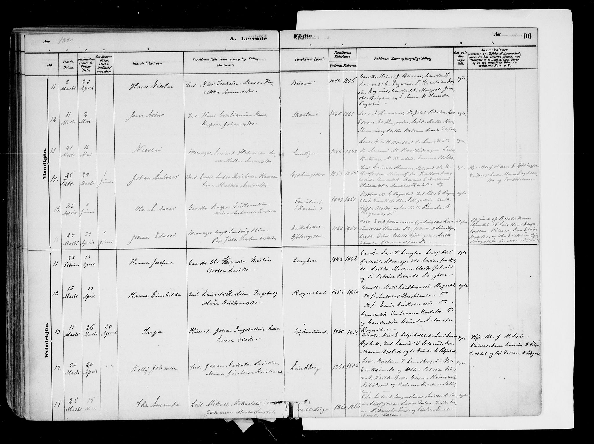 Hurdal prestekontor Kirkebøker, AV/SAO-A-10889/F/Fa/L0007: Ministerialbok nr. I 7, 1878-1906, s. 96