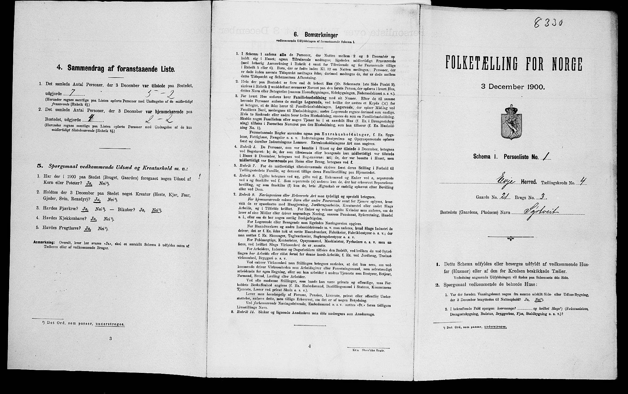 SAK, Folketelling 1900 for 0937 Evje herred, 1900, s. 236