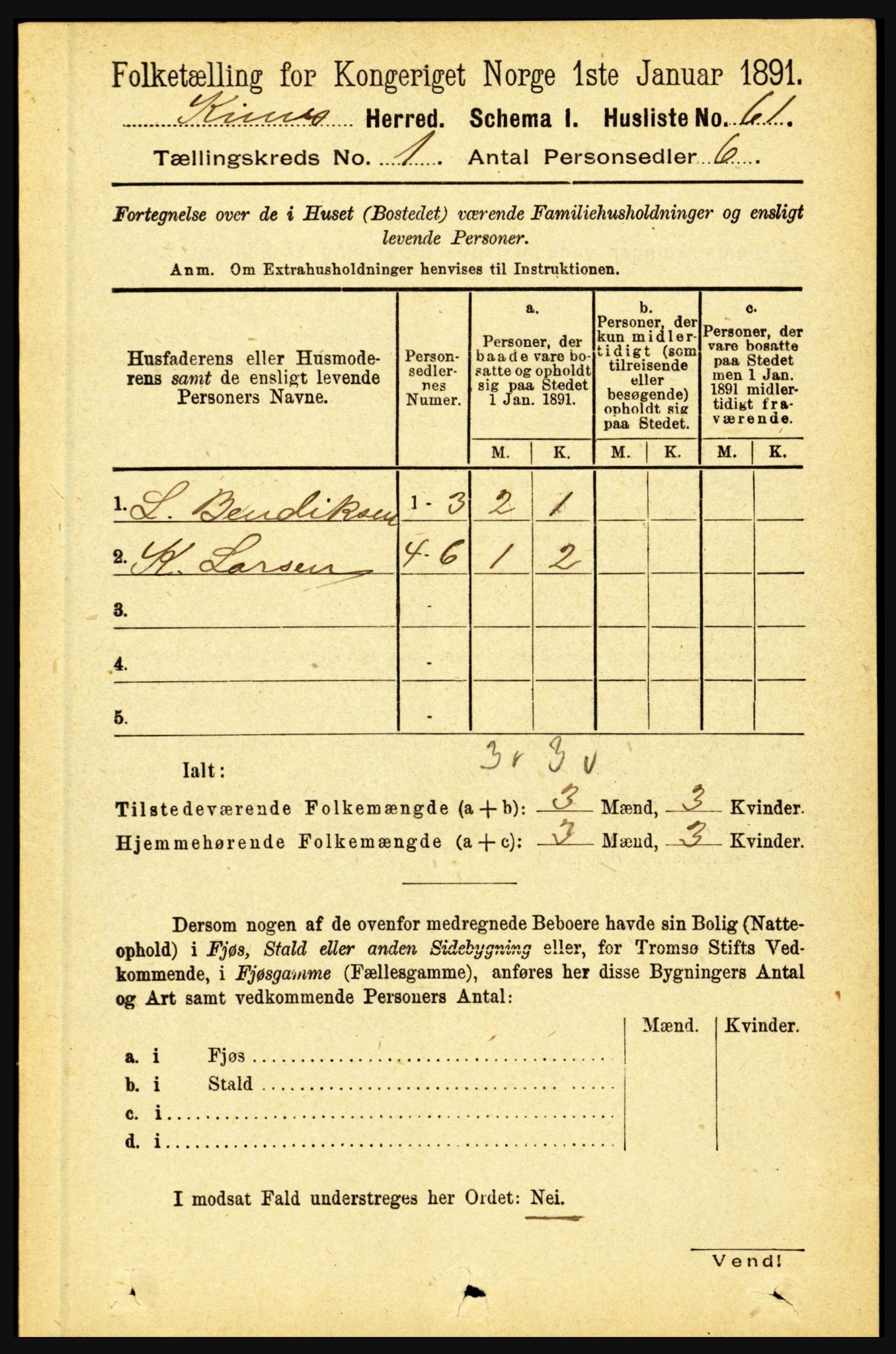 RA, Folketelling 1891 for 1437 Kinn herred, 1891, s. 100