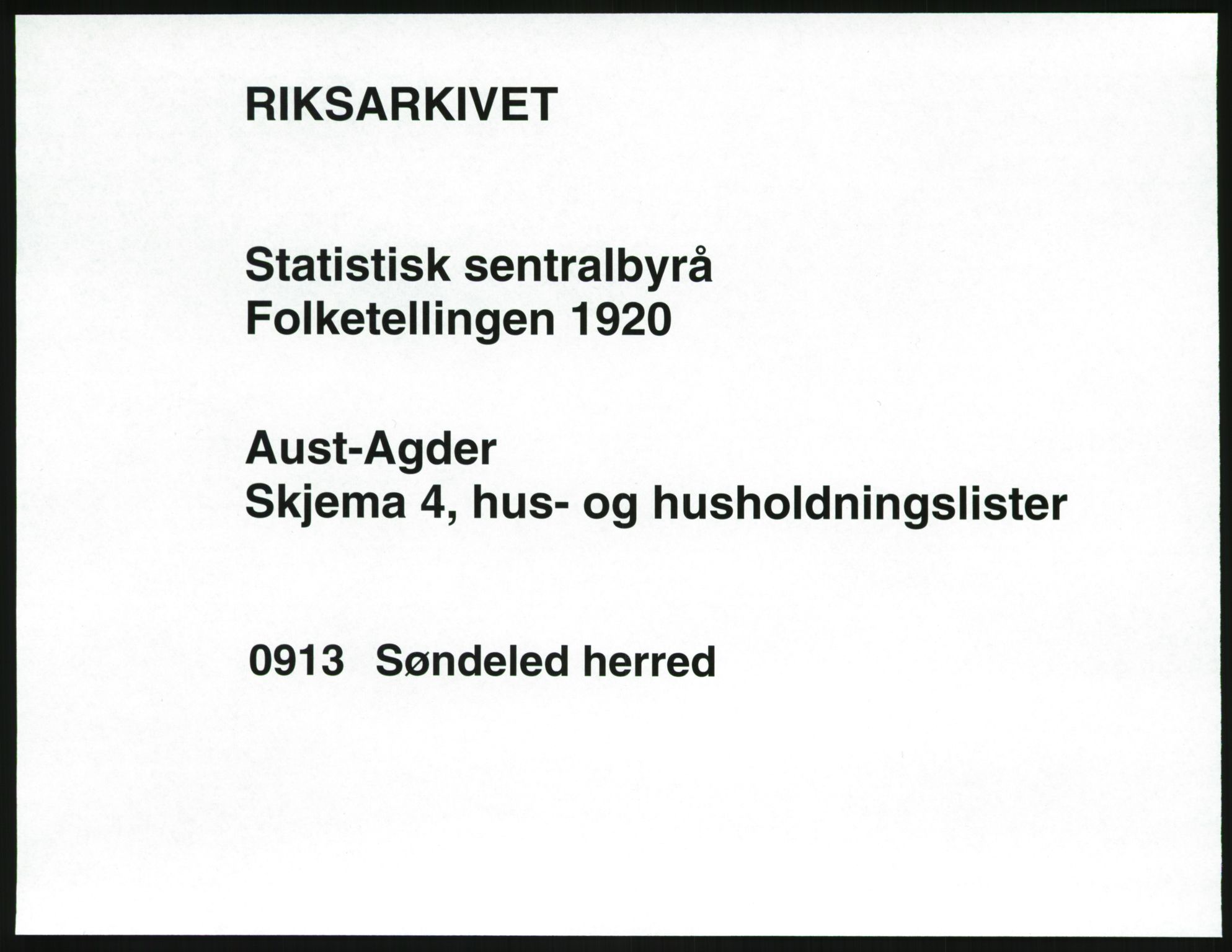 SAK, Folketelling 1920 for 0913 Søndeled herred, 1920, s. 57