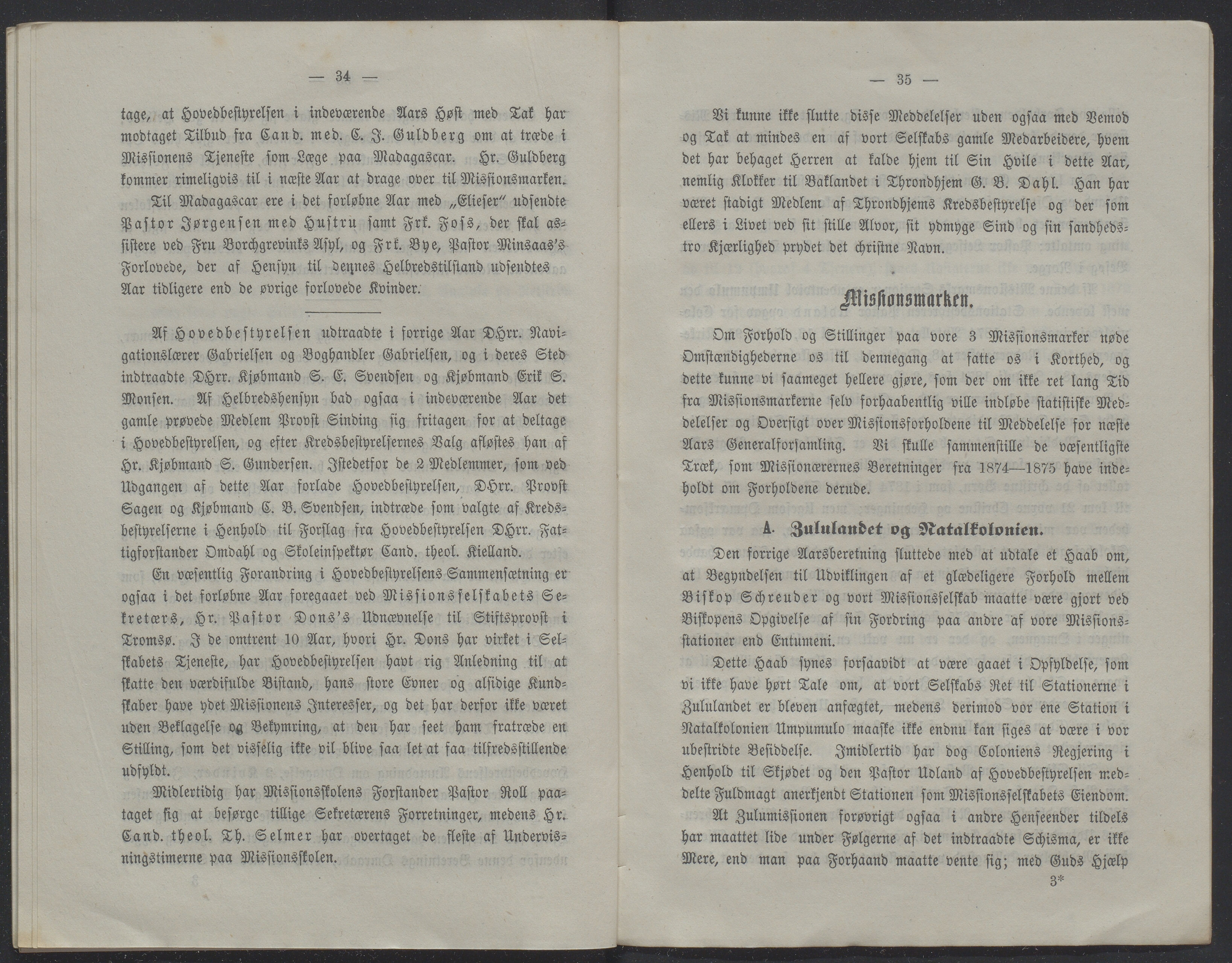 Det Norske Misjonsselskap - hovedadministrasjonen, VID/MA-A-1045/D/Db/Dba/L0338/0003: Beretninger, Bøker, Skrifter o.l   / Årsberetninger 33, 1875, s. 34-35