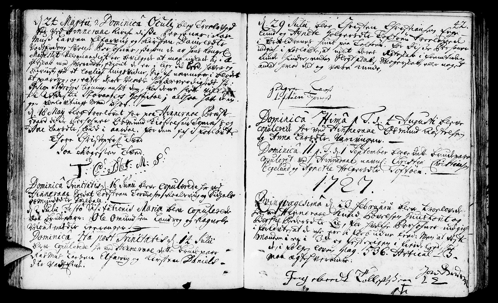 Nedstrand sokneprestkontor, SAST/A-101841/01/IV: Ministerialbok nr. A 1 /1, 1724-1740, s. 42