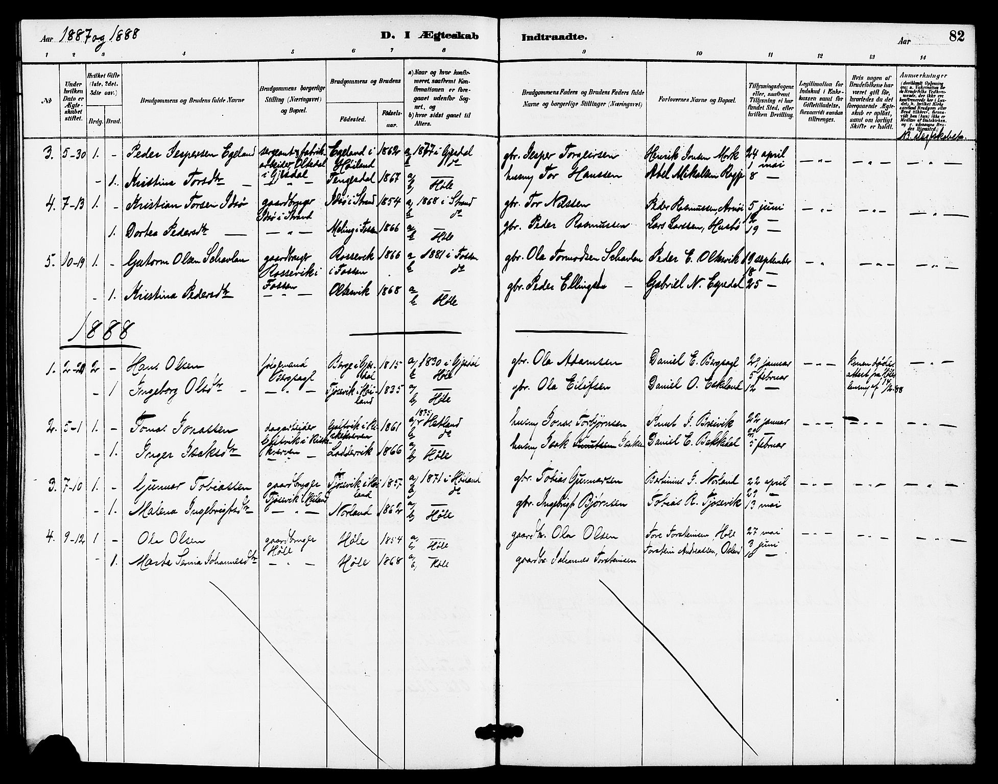 Høgsfjord sokneprestkontor, AV/SAST-A-101624/H/Ha/Haa/L0005: Ministerialbok nr. A 5, 1885-1897, s. 82