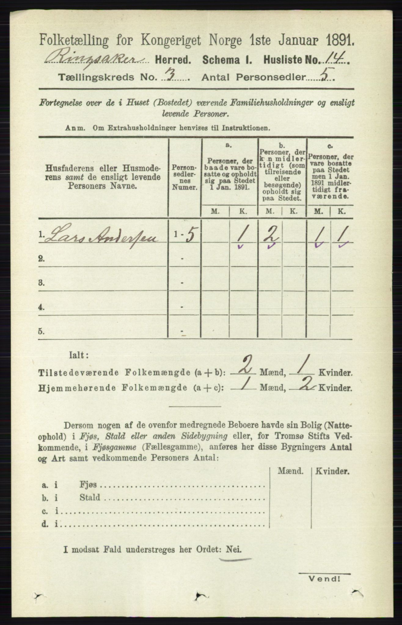 RA, Folketelling 1891 for 0412 Ringsaker herred, 1891, s. 1175