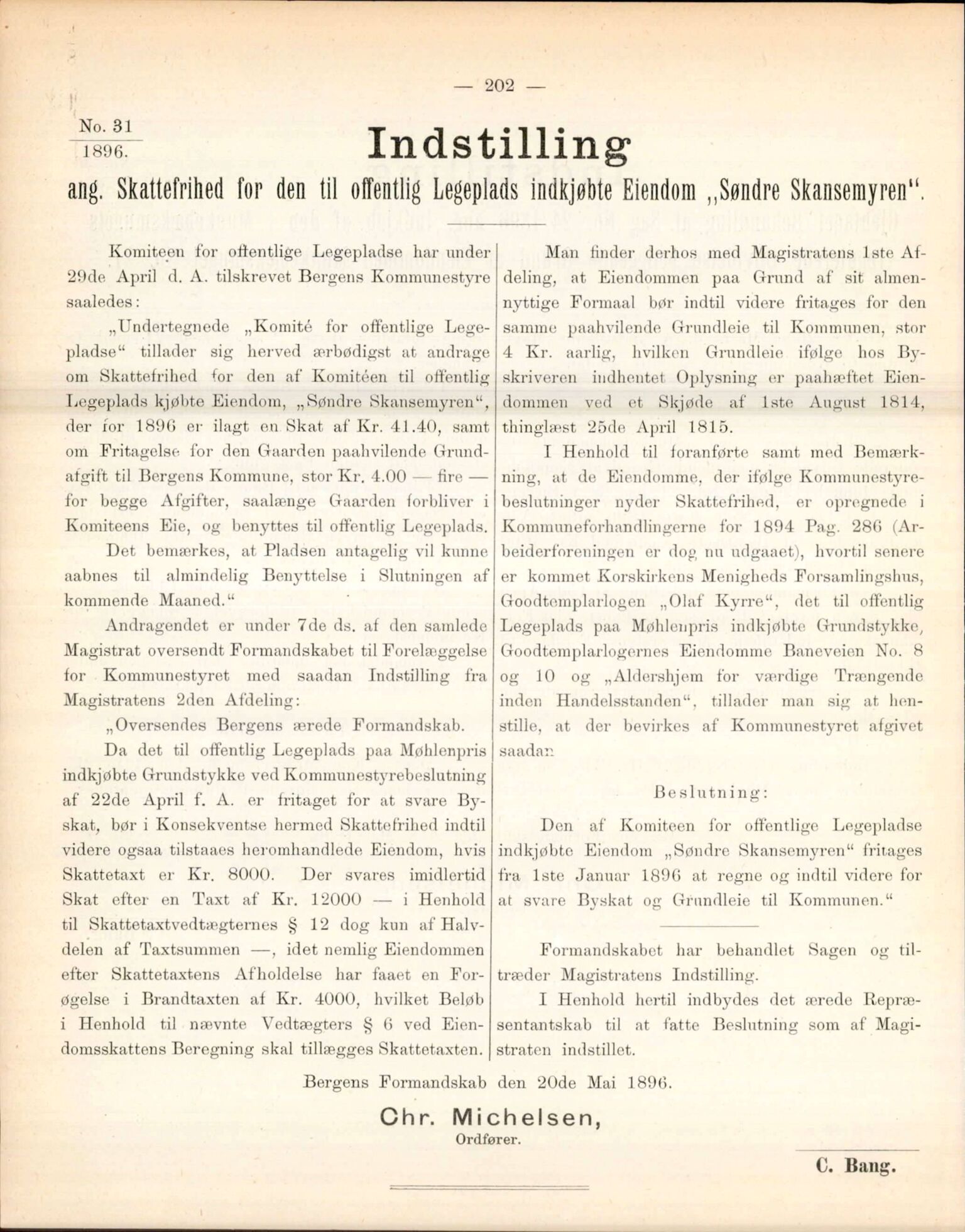 Bergen kommune. Formannskapet, BBA/A-0003/Ad/L0053: Bergens Kommuneforhandlinger, bind I, 1896