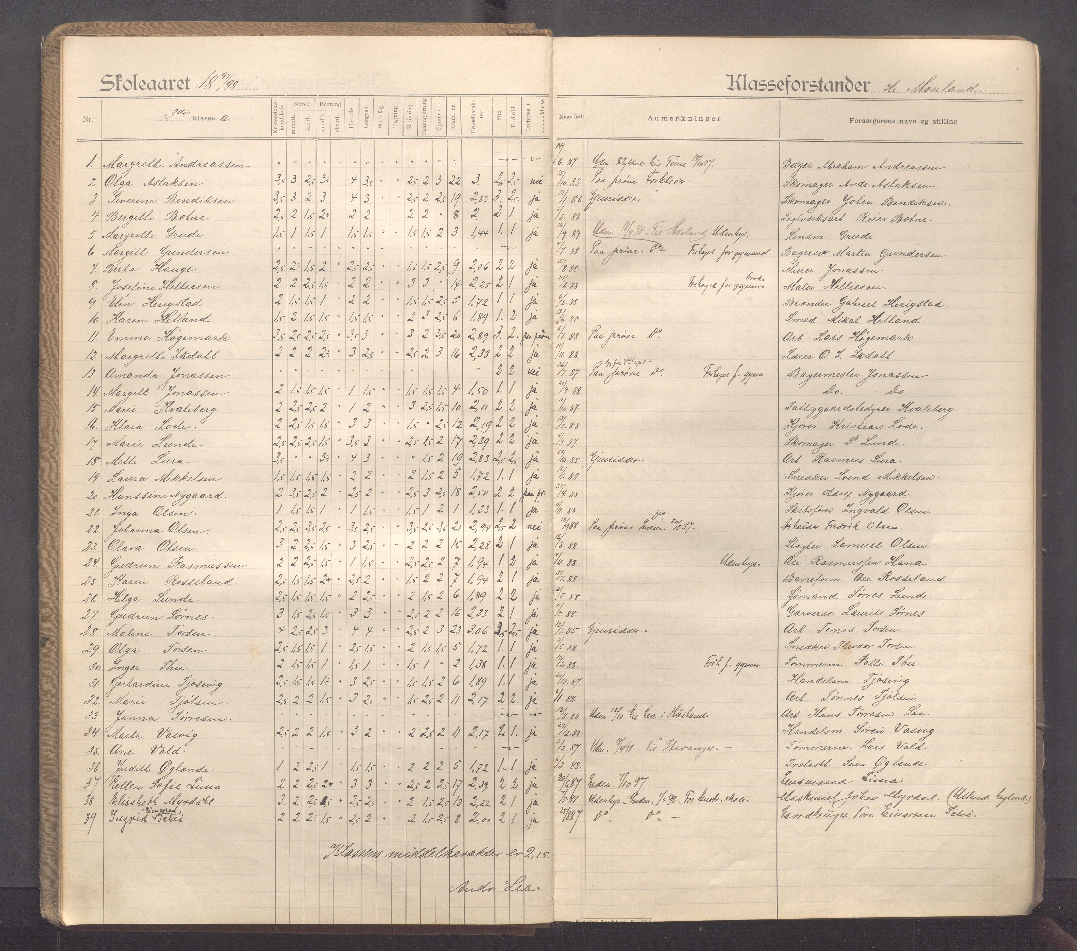 Sandnes kommune - Sandnes folkeskole/Trones skole, IKAR/K-100247/F/L0005: Eksamensprotokoll, 1897-1911, s. 8