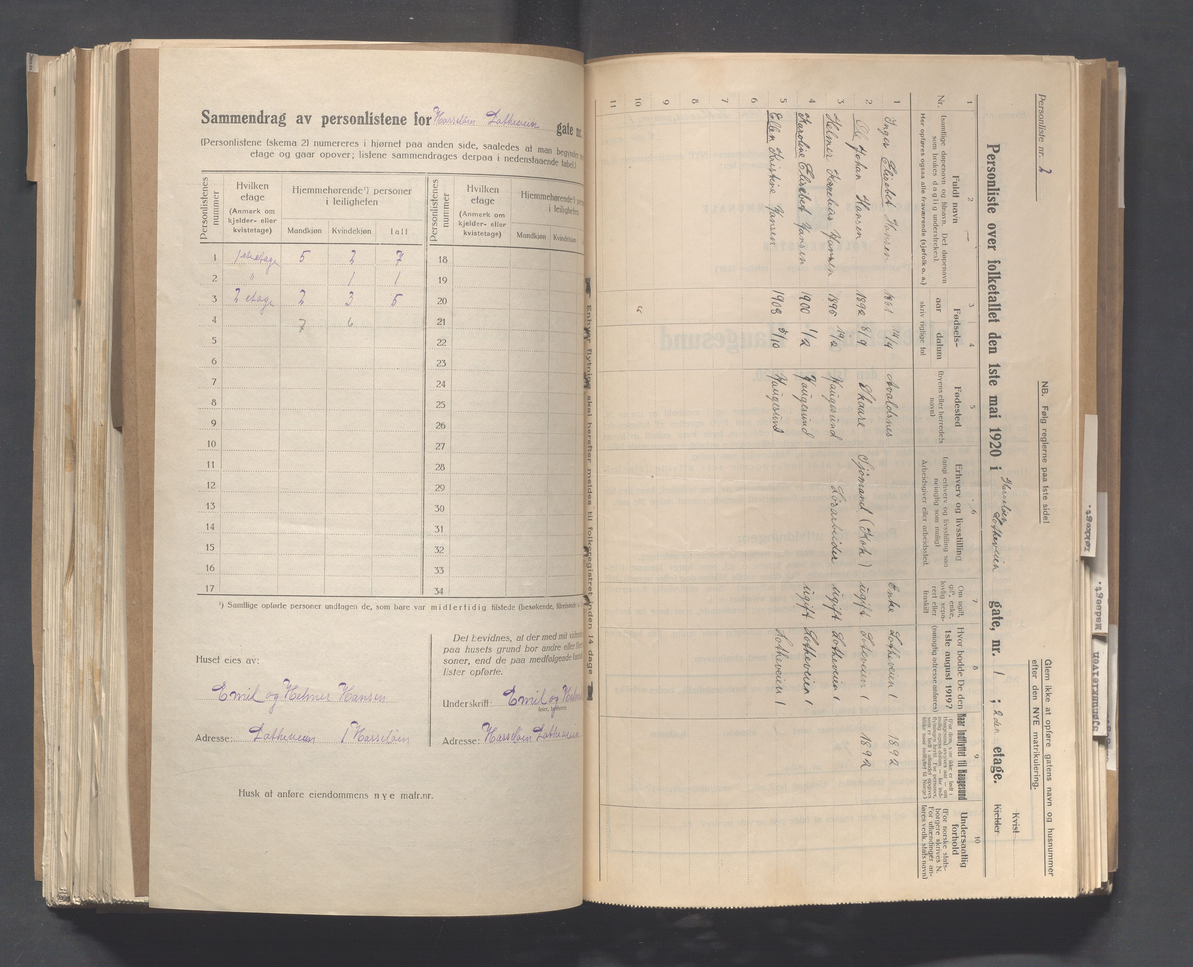 IKAR, Kommunal folketelling 1.5.1920 for Haugesund, 1920, s. 6187