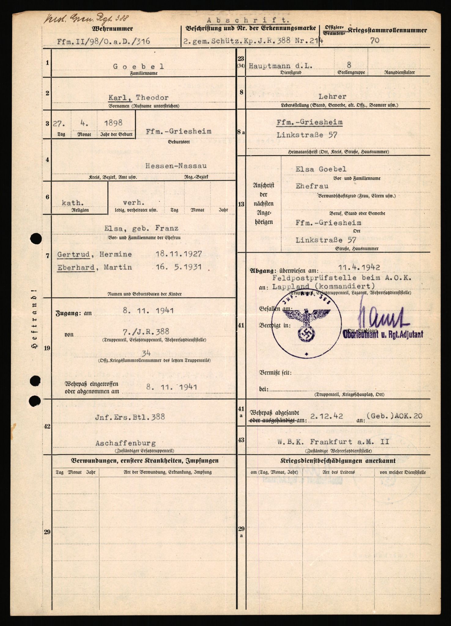 Forsvarets Overkommando. 2 kontor. Arkiv 11.4. Spredte tyske arkivsaker, AV/RA-RAFA-7031/D/Dar/Dara/L0018: Personalbøker, 1940-1945, s. 472