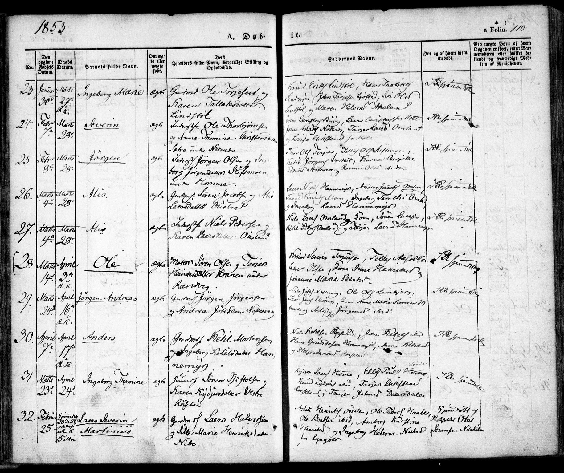 Søndeled sokneprestkontor, AV/SAK-1111-0038/F/Fa/L0002: Ministerialbok nr. A 2, 1839-1860, s. 110