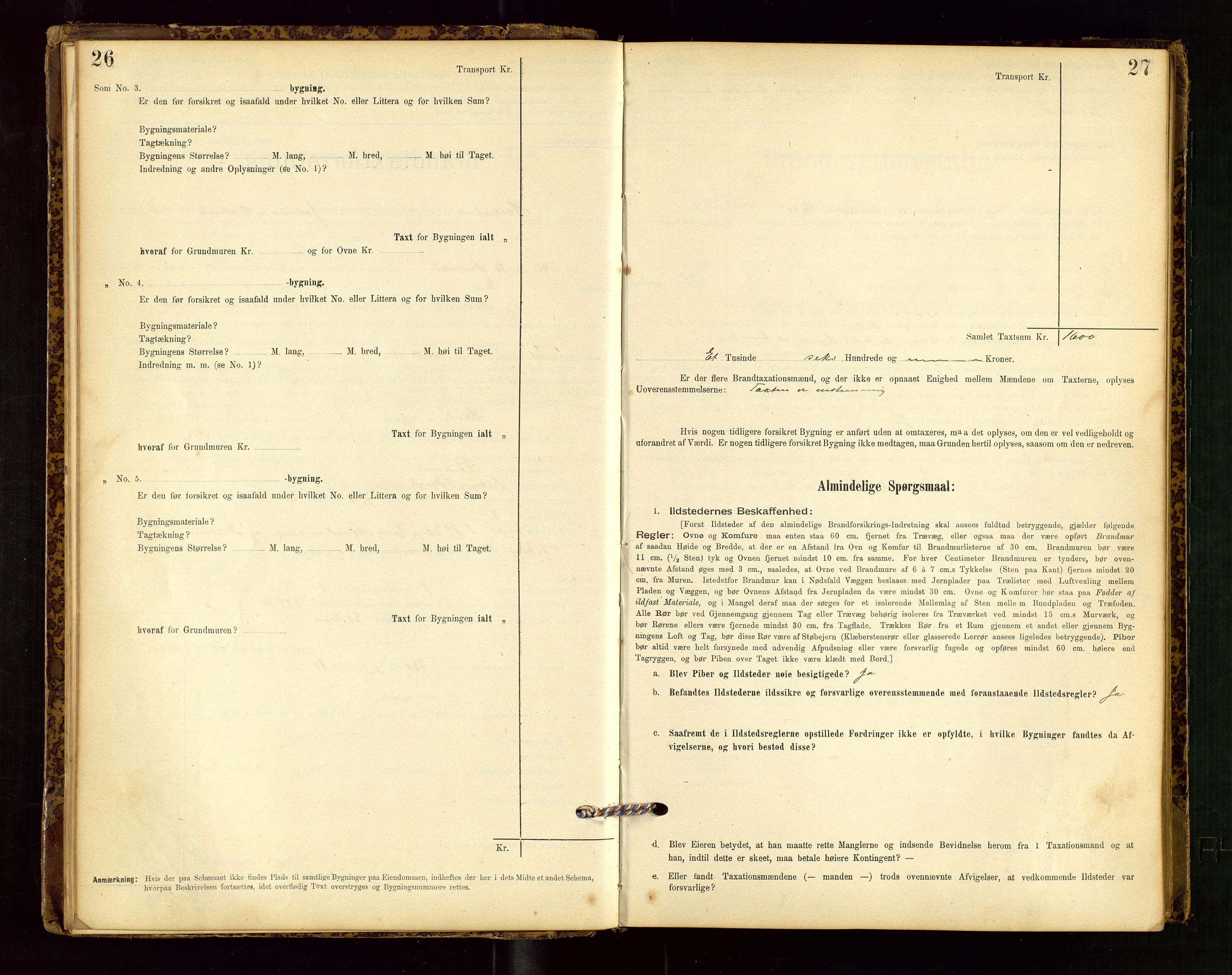 Heskestad lensmannskontor, SAST/A-100304/Gob/L0001: "Brandtaxationsprotokol", 1894-1915, s. 26-27