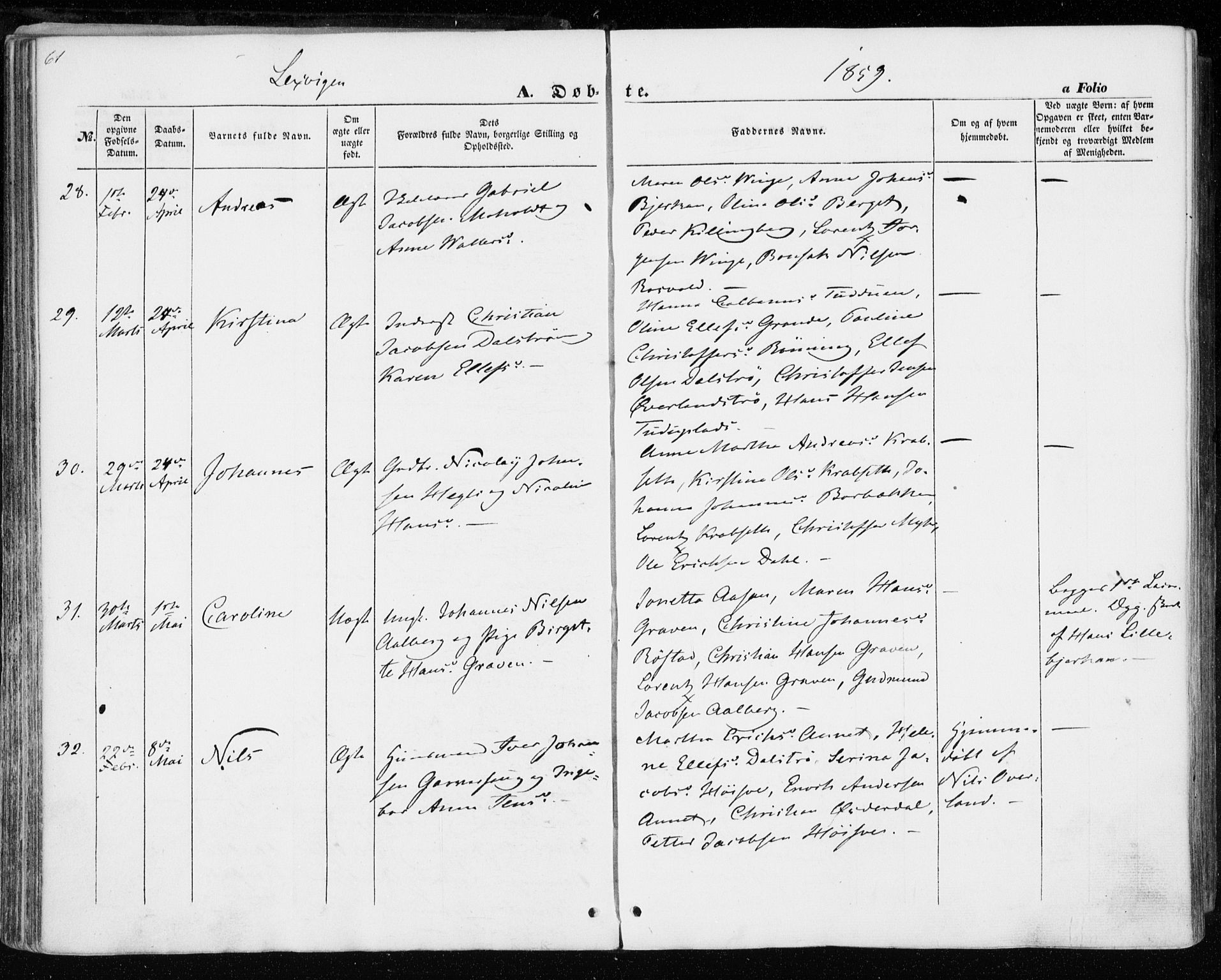 Ministerialprotokoller, klokkerbøker og fødselsregistre - Nord-Trøndelag, SAT/A-1458/701/L0008: Ministerialbok nr. 701A08 /1, 1854-1863, s. 61