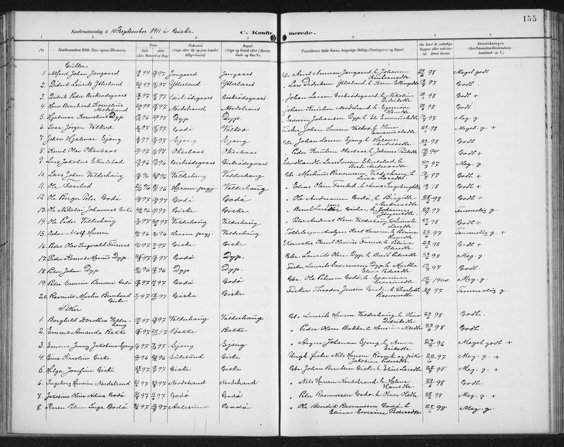 Ministerialprotokoller, klokkerbøker og fødselsregistre - Møre og Romsdal, AV/SAT-A-1454/534/L0489: Klokkerbok nr. 534C01, 1899-1941, s. 155