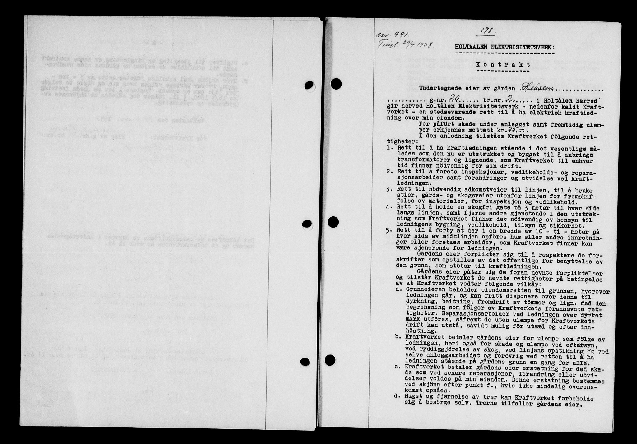 Gauldal sorenskriveri, SAT/A-0014/1/2/2C/L0049: Pantebok nr. 53, 1938-1938, Dagboknr: 991/1938
