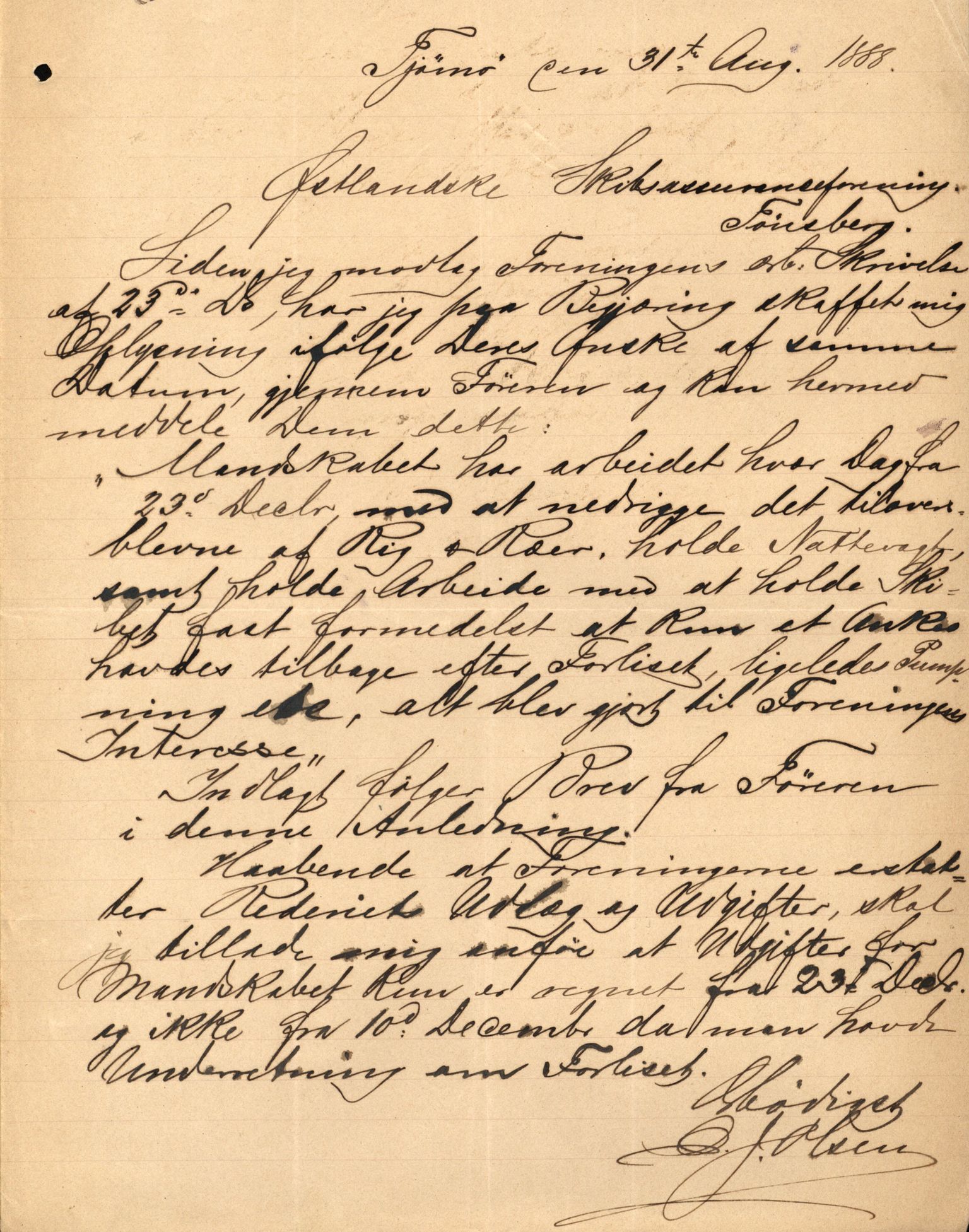 Pa 63 - Østlandske skibsassuranceforening, VEMU/A-1079/G/Ga/L0020/0003: Havaridokumenter / Anton, Diamant, Templar, Finn, Eliezer, Arctic, 1887, s. 35