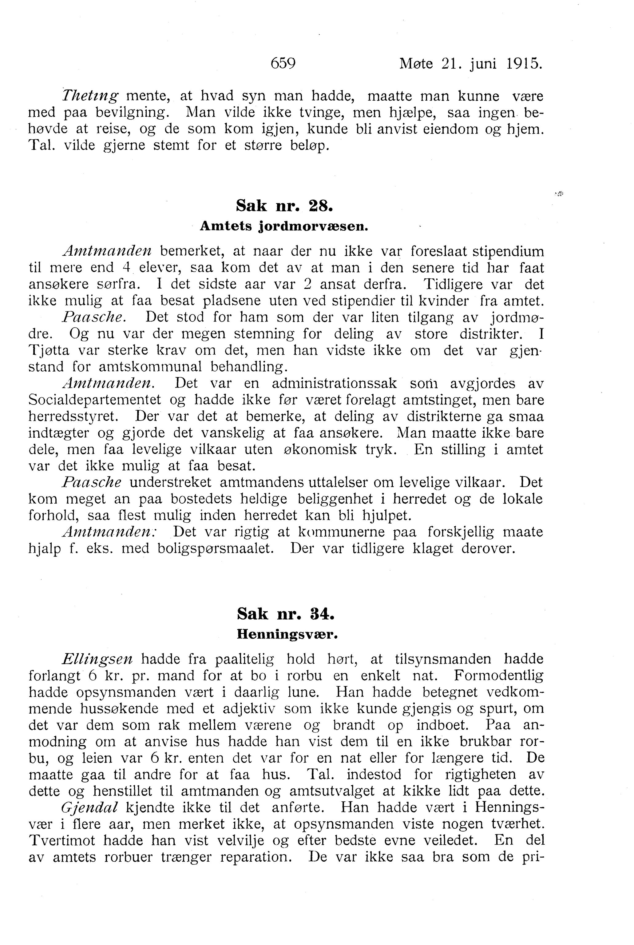 Nordland Fylkeskommune. Fylkestinget, AIN/NFK-17/176/A/Ac/L0038: Fylkestingsforhandlinger 1915, 1915