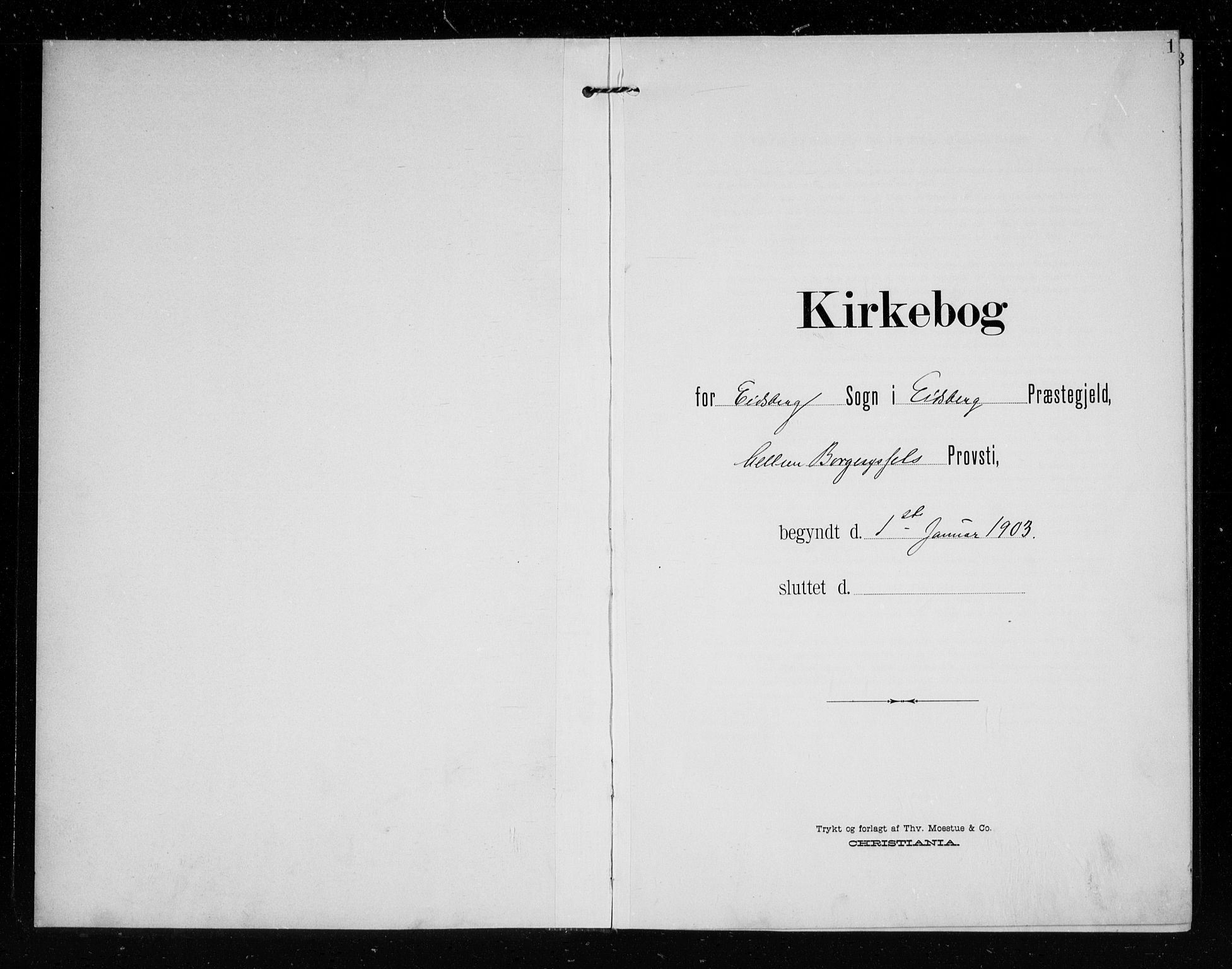 Eidsberg prestekontor Kirkebøker, AV/SAO-A-10905/G/Ga/L0002: Klokkerbok nr. I 2, 1903-1913, s. 1