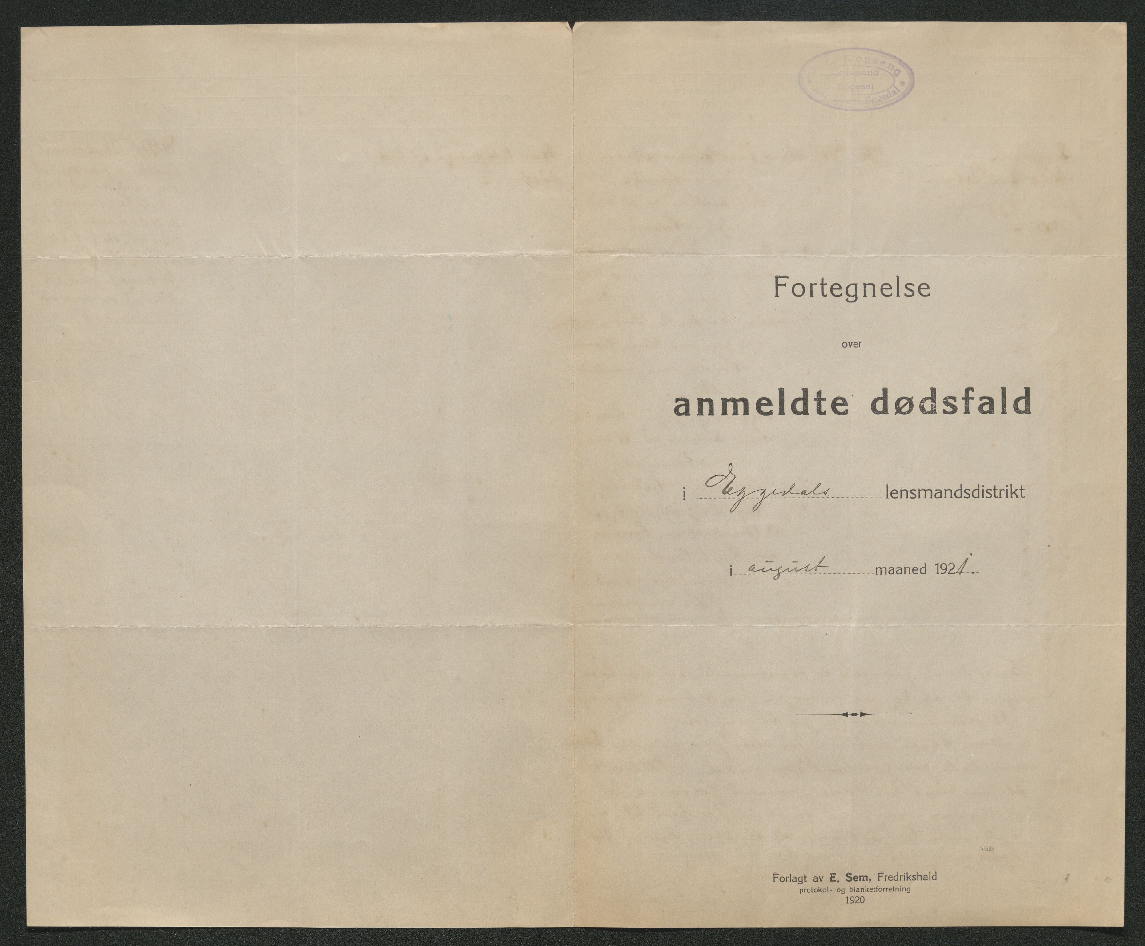 Eiker, Modum og Sigdal sorenskriveri, AV/SAKO-A-123/H/Ha/Hab/L0040: Dødsfallsmeldinger, 1920-1921, s. 1239