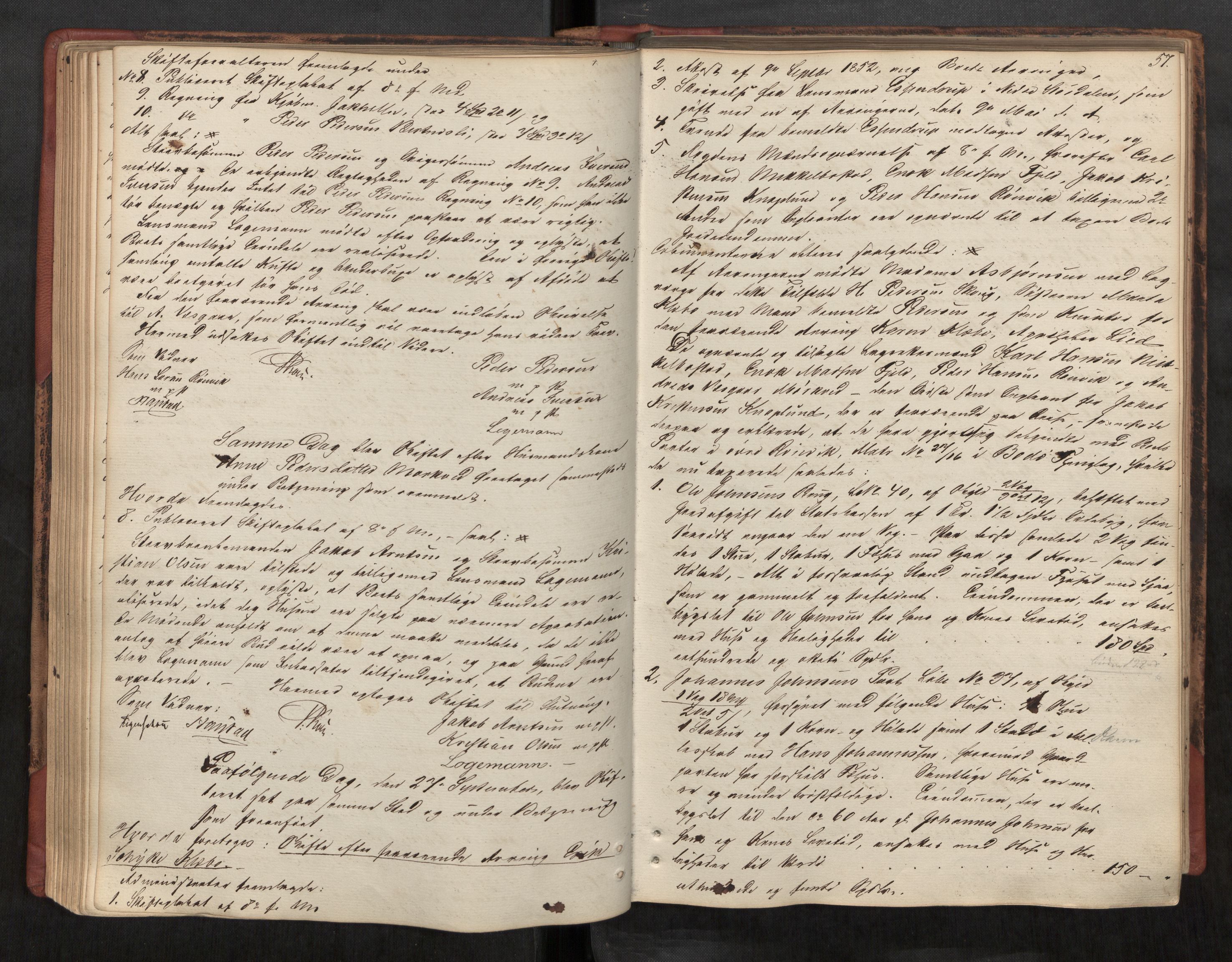 Salten sorenskriveri, AV/SAT-A-4578/1/3/3B/L0002: Skiftebehandlingsprotokoll, 1853-1865, s. 57