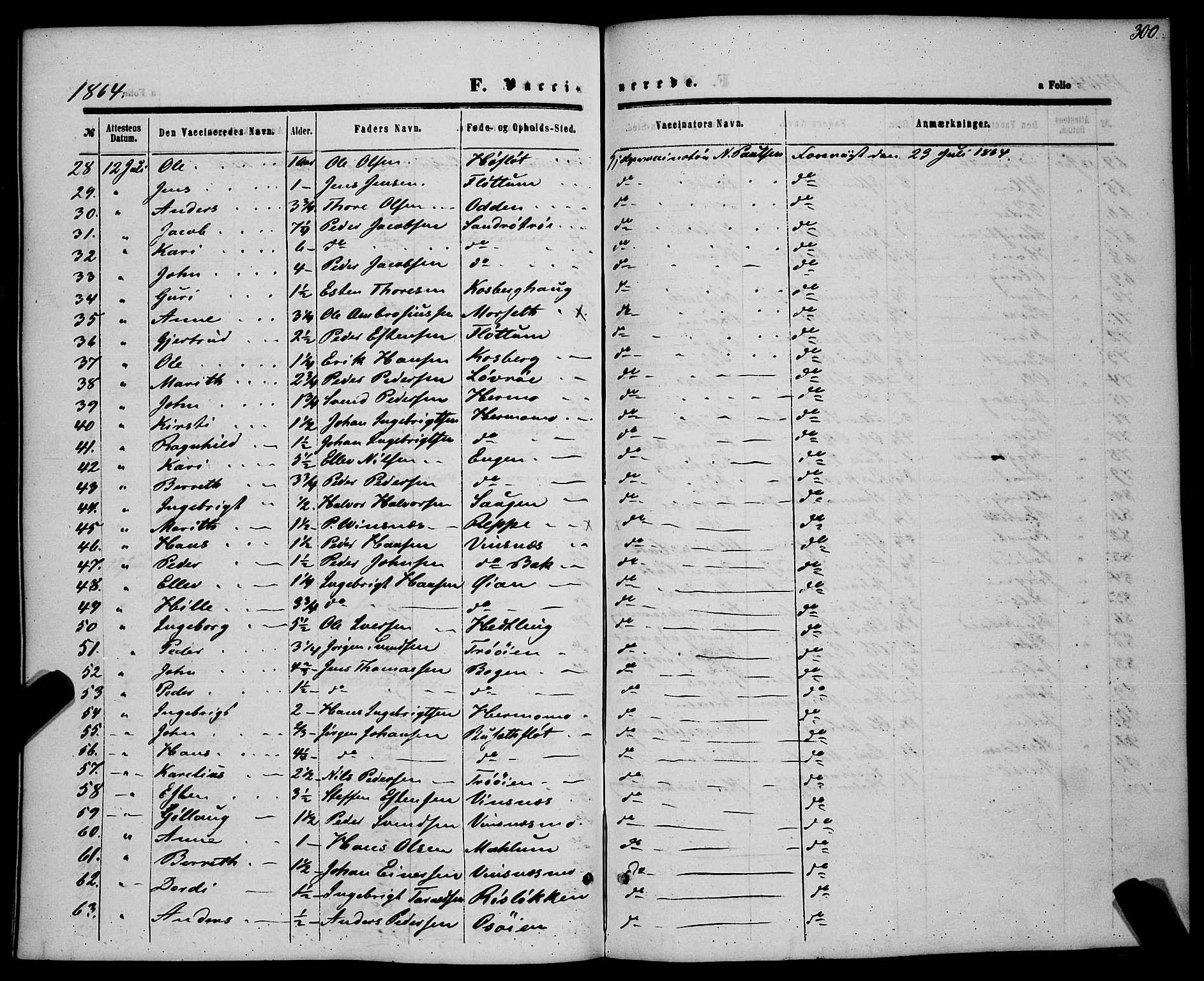 Ministerialprotokoller, klokkerbøker og fødselsregistre - Sør-Trøndelag, SAT/A-1456/685/L0966: Ministerialbok nr. 685A07 /1, 1860-1869, s. 300