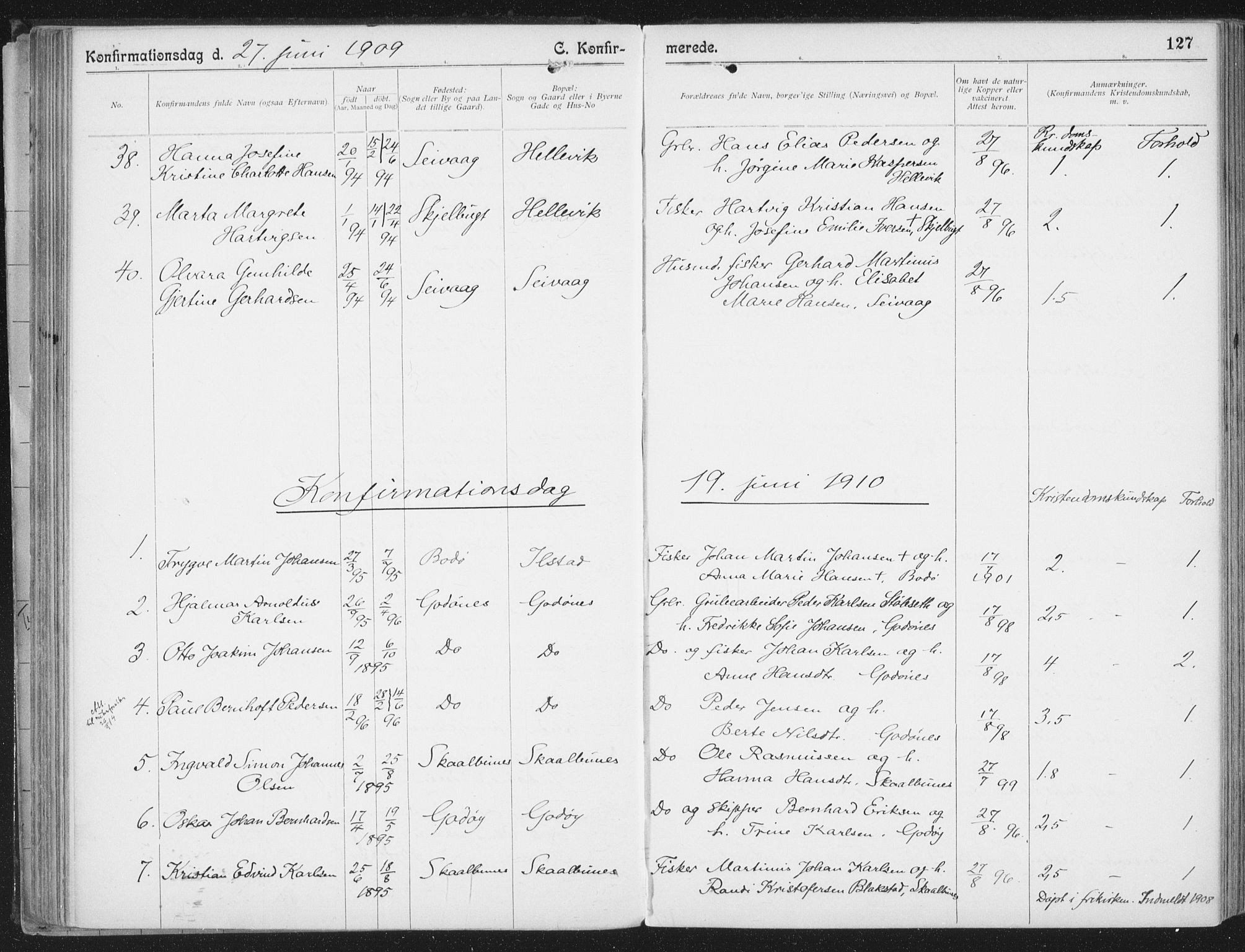 Ministerialprotokoller, klokkerbøker og fødselsregistre - Nordland, AV/SAT-A-1459/804/L0081: Ministerialbok nr. 804A02, 1901-1915, s. 127