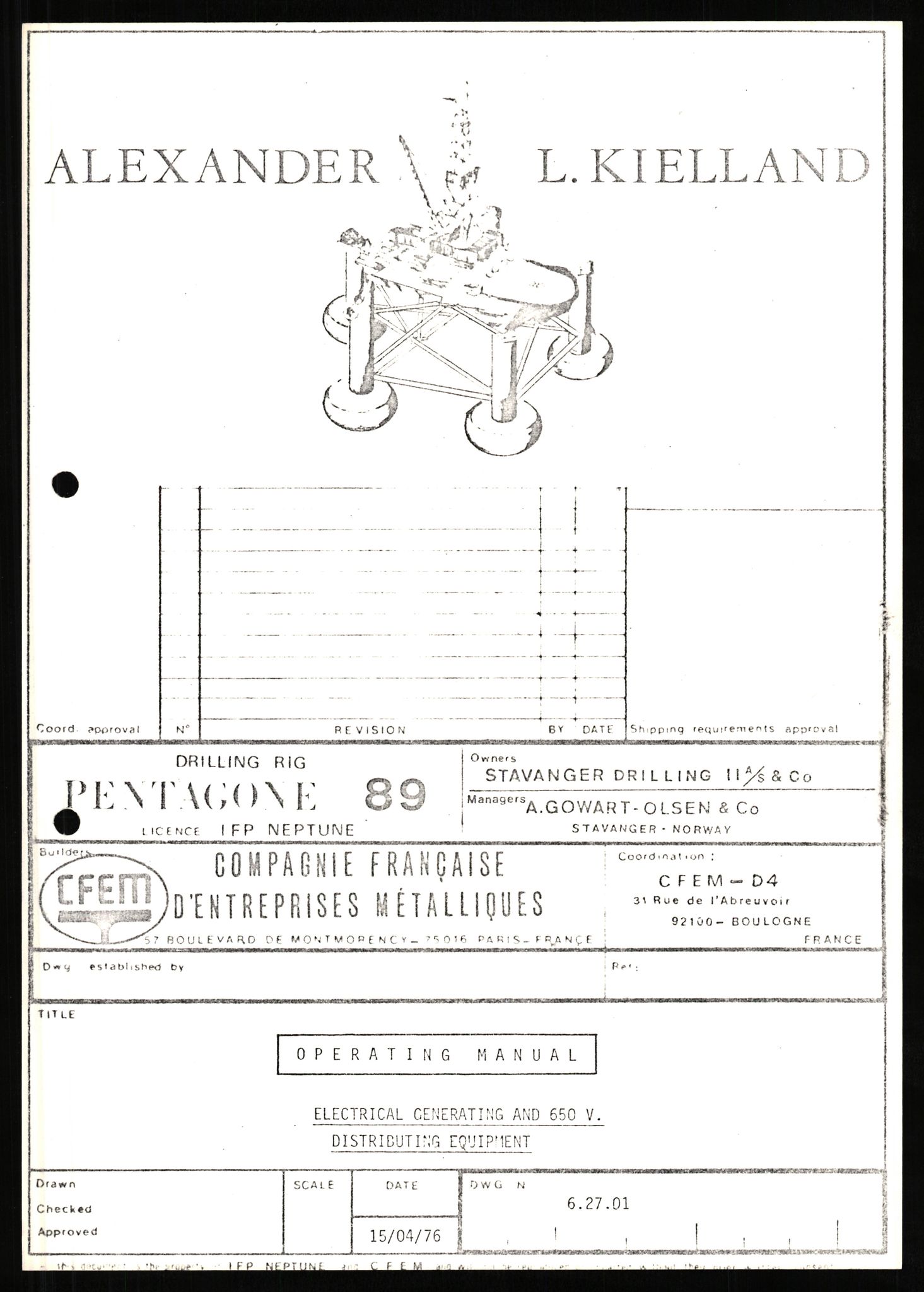 Pa 1503 - Stavanger Drilling AS, AV/SAST-A-101906/2/E/Eb/Ebb/L0003: Alexander L. Kielland plattform - Operation manual, 1976, s. 348