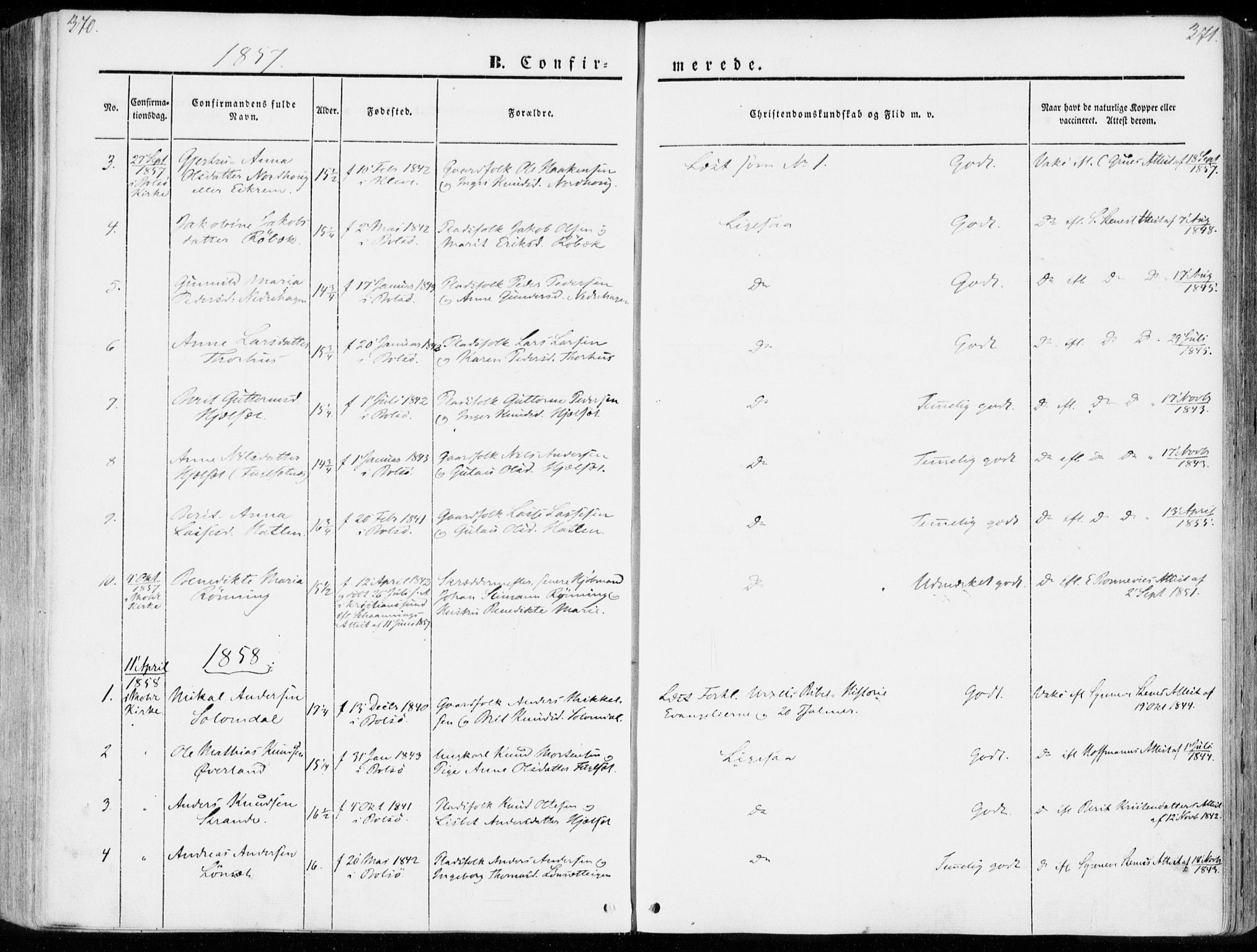 Ministerialprotokoller, klokkerbøker og fødselsregistre - Møre og Romsdal, AV/SAT-A-1454/555/L0653: Ministerialbok nr. 555A04, 1843-1869, s. 370-371