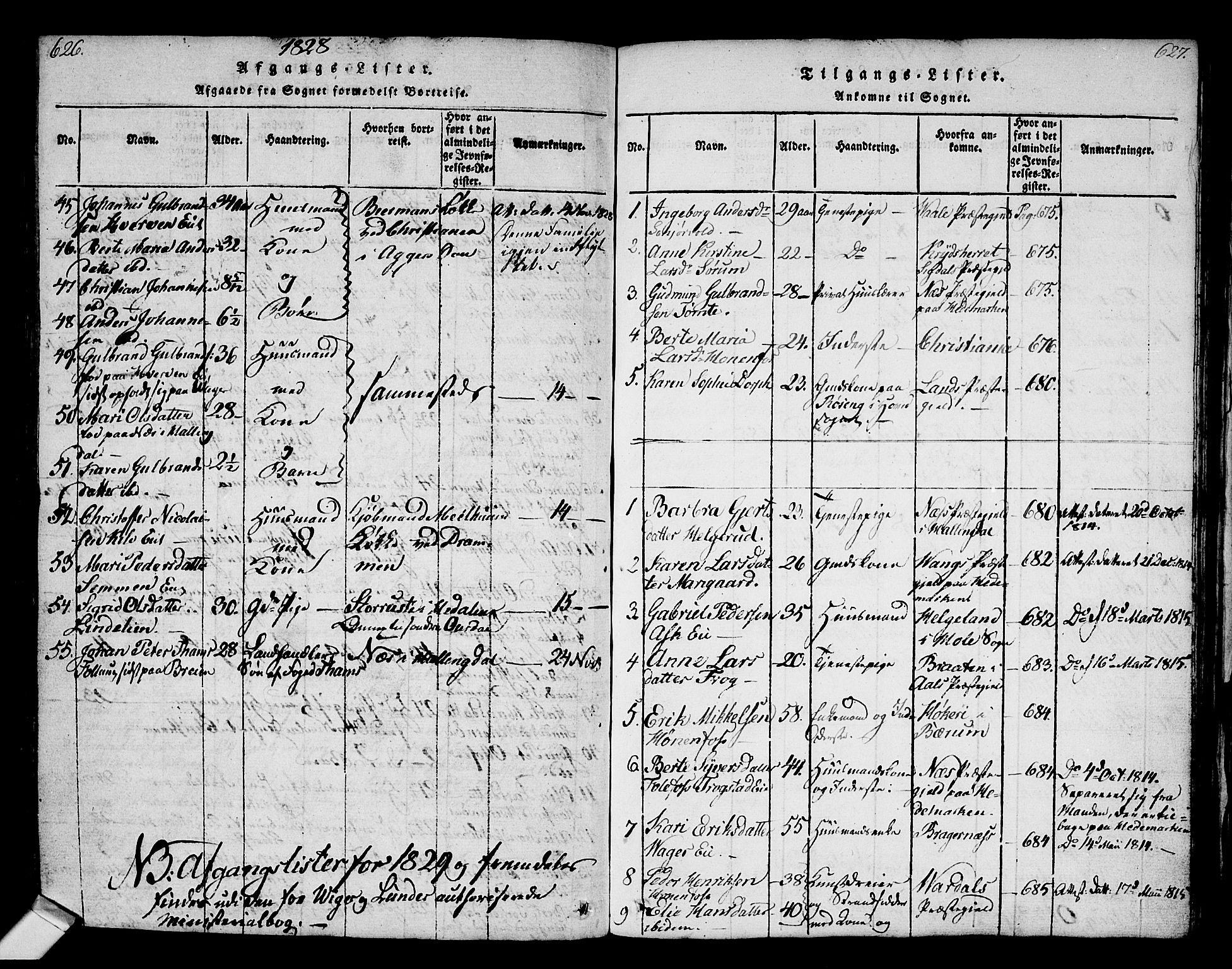 Norderhov kirkebøker, AV/SAKO-A-237/G/Ga/L0002: Klokkerbok nr. I 2, 1814-1867, s. 626-627