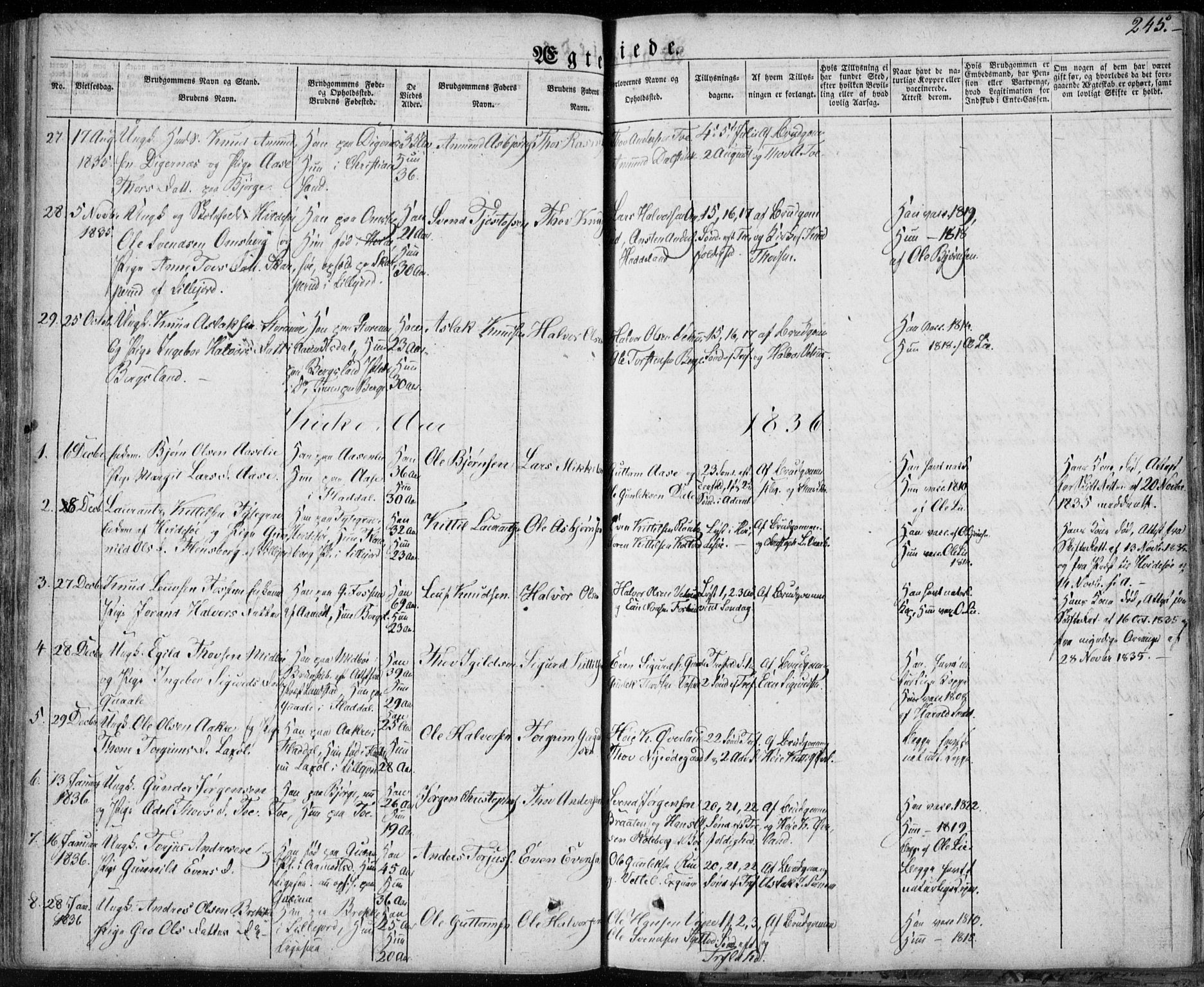 Seljord kirkebøker, AV/SAKO-A-20/F/Fa/L0011: Ministerialbok nr. I 11, 1831-1849, s. 245