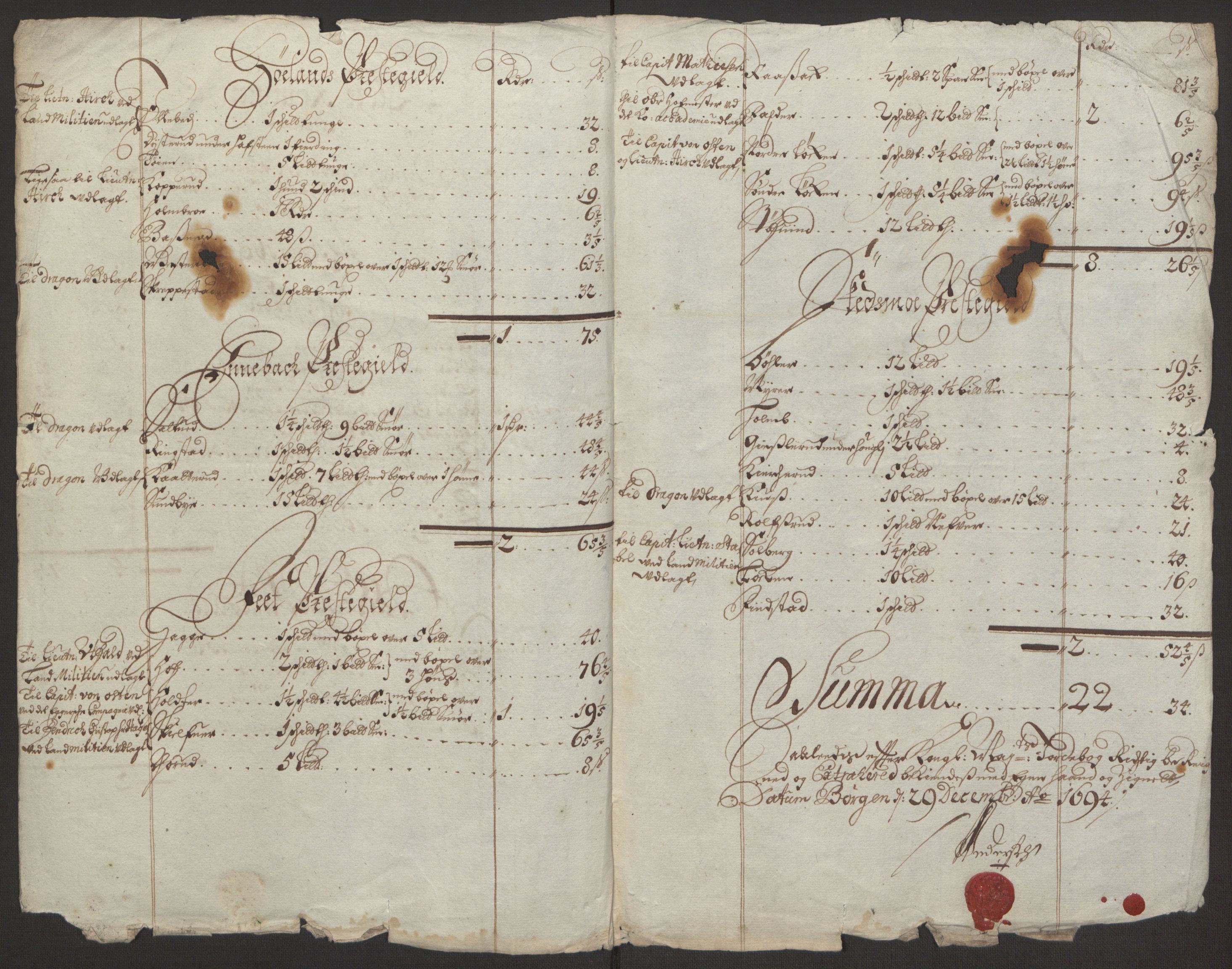 Rentekammeret inntil 1814, Reviderte regnskaper, Fogderegnskap, RA/EA-4092/R11/L0579: Fogderegnskap Nedre Romerike, 1694-1695, s. 22