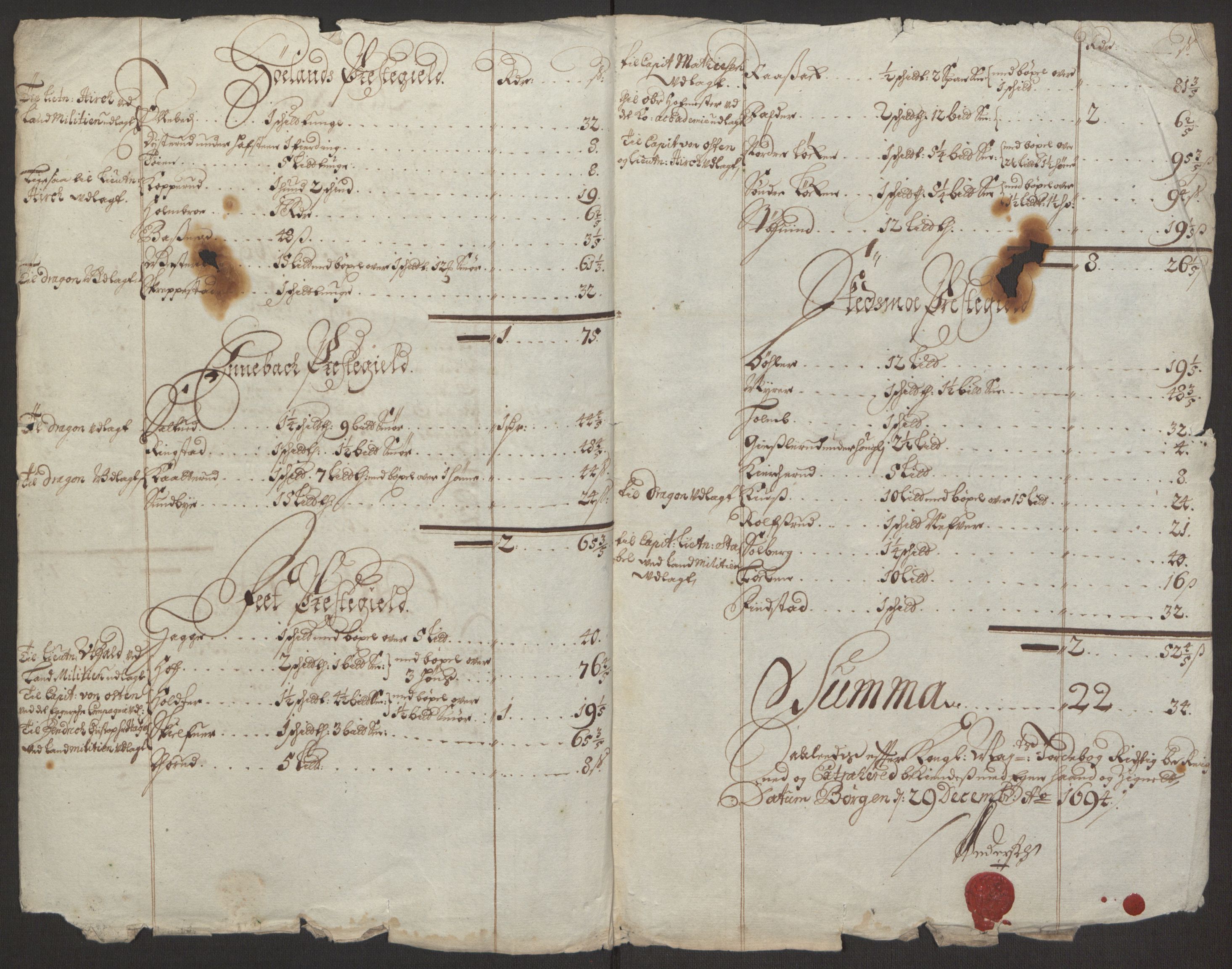 Rentekammeret inntil 1814, Reviderte regnskaper, Fogderegnskap, AV/RA-EA-4092/R11/L0579: Fogderegnskap Nedre Romerike, 1694-1695, s. 22
