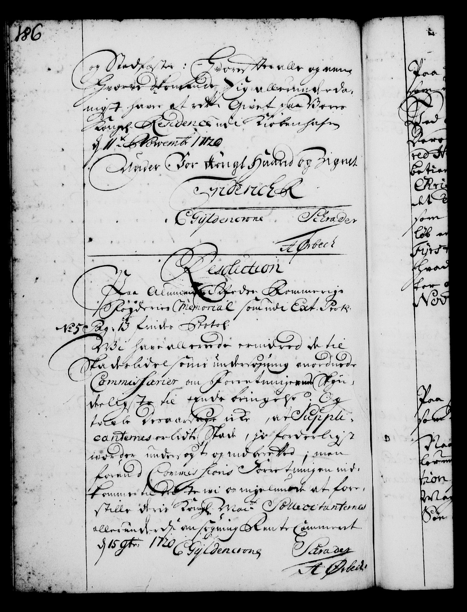 Rentekammeret, Kammerkanselliet, AV/RA-EA-3111/G/Gg/Gga/L0001: Norsk ekspedisjonsprotokoll med register (merket RK 53.1), 1720-1723, s. 186