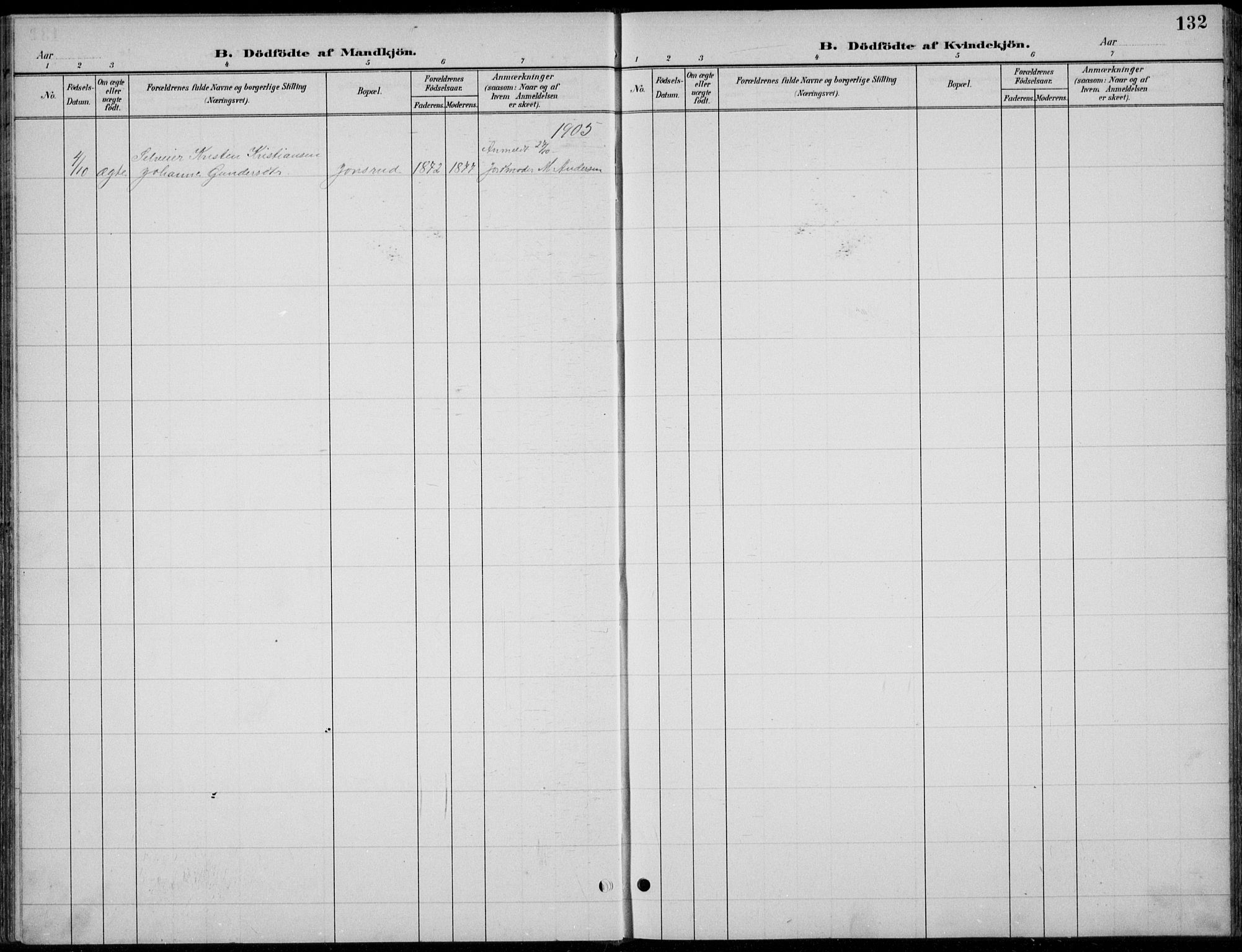 Romedal prestekontor, SAH/PREST-004/L/L0013: Klokkerbok nr. 13, 1896-1937, s. 132