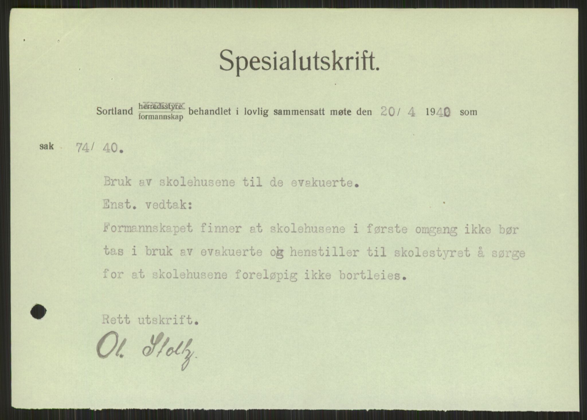 Forsvaret, Forsvarets krigshistoriske avdeling, AV/RA-RAFA-2017/Y/Ya/L0017: II-C-11-31 - Fylkesmenn.  Rapporter om krigsbegivenhetene 1940., 1940, s. 277