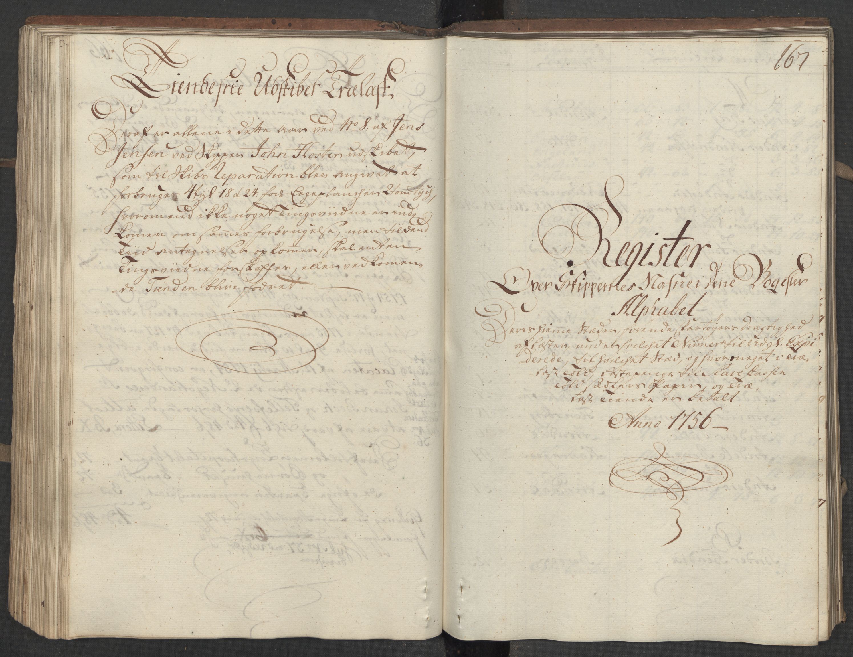 Generaltollkammeret, tollregnskaper, AV/RA-EA-5490/R15/L0030a/0001: Tollregnskaper Arendal / Utgående hovedtollbok, 1756, s. 166b-167a