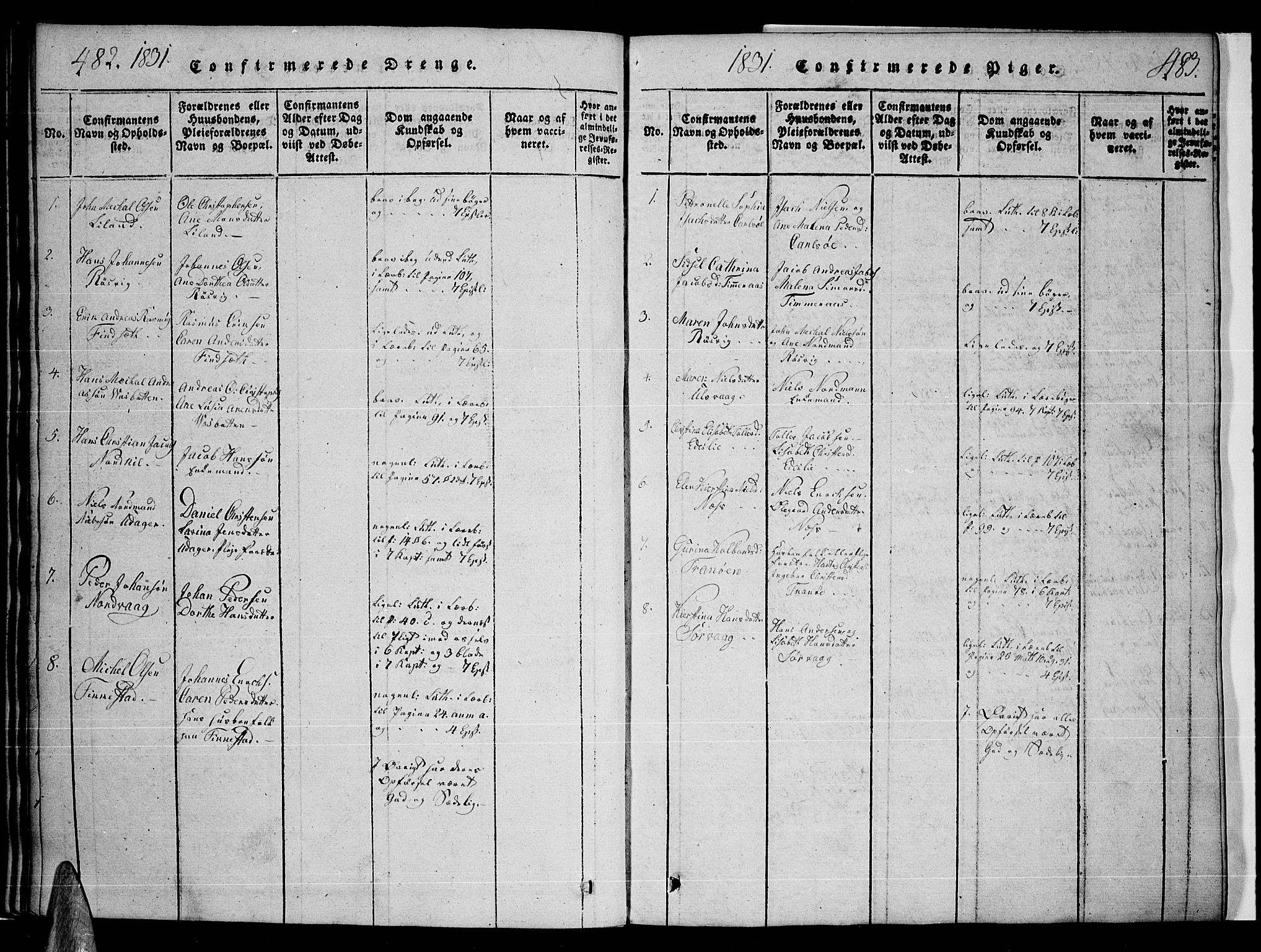 Ministerialprotokoller, klokkerbøker og fødselsregistre - Nordland, SAT/A-1459/859/L0842: Ministerialbok nr. 859A02, 1821-1839, s. 482-483