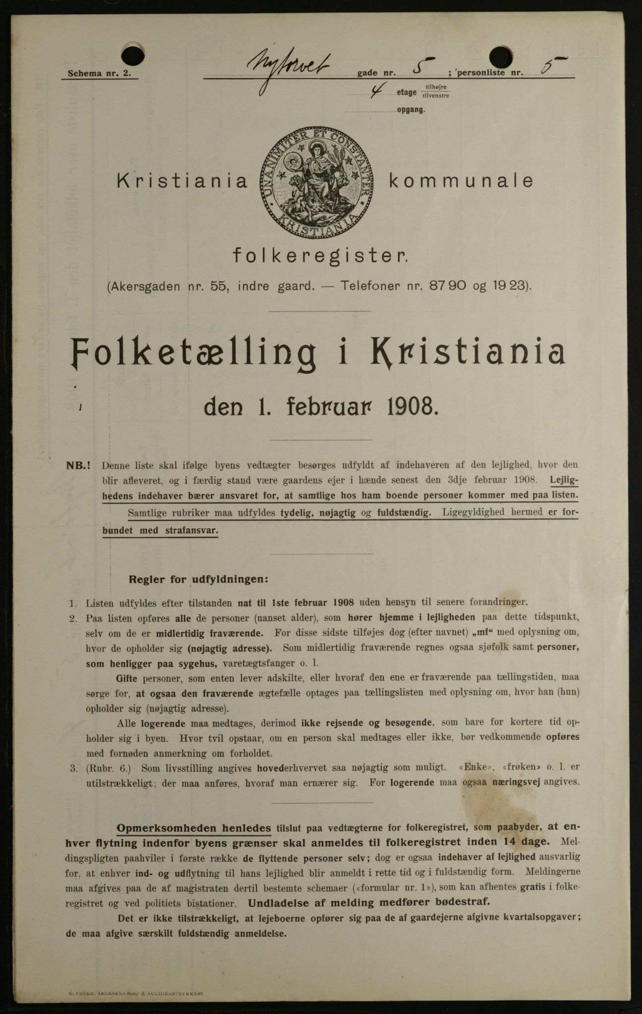 OBA, Kommunal folketelling 1.2.1908 for Kristiania kjøpstad, 1908, s. 66636