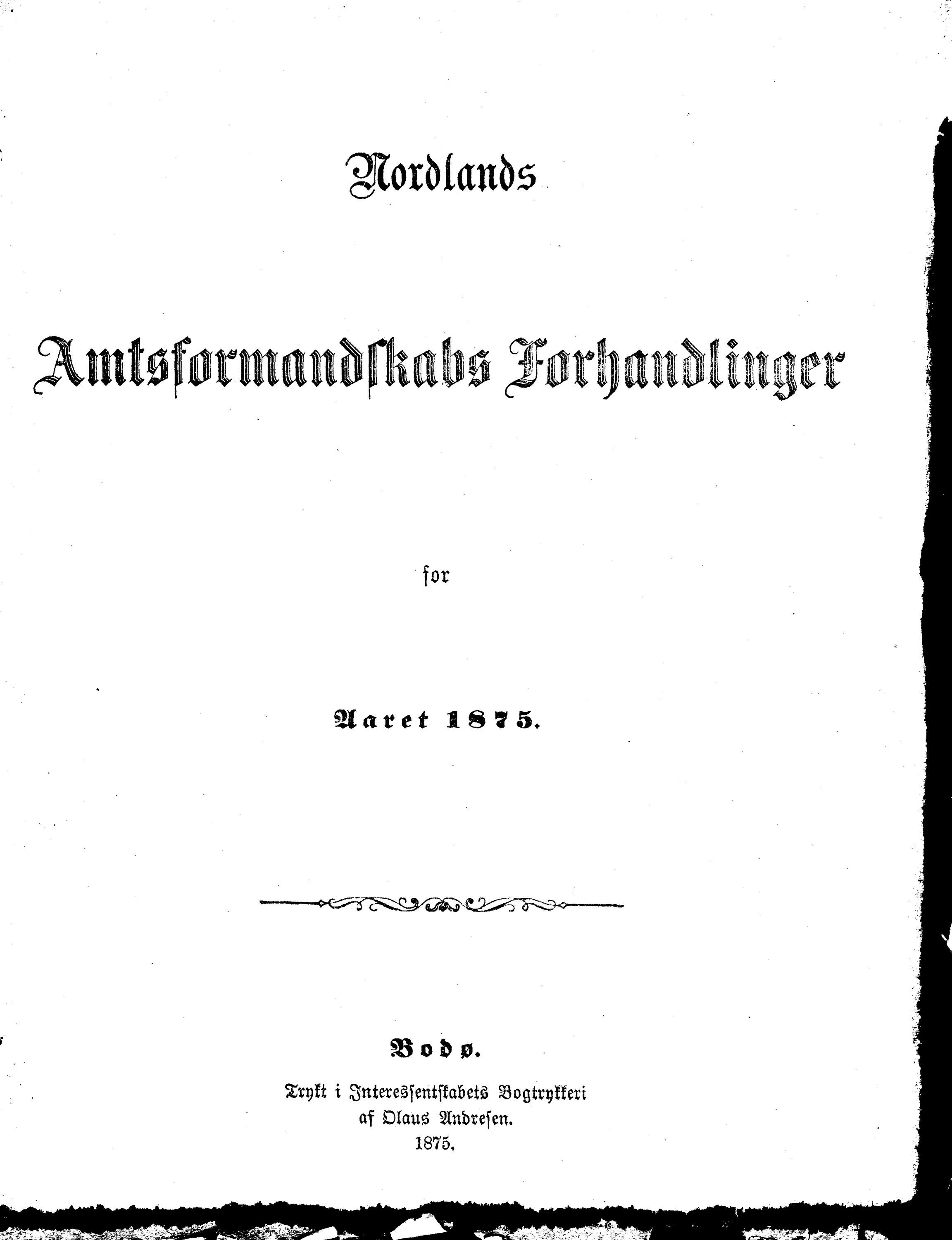 Nordland Fylkeskommune. Fylkestinget, AIN/NFK-17/176/A/Ac/L0007: Fylkestingsforhandlinger 1871-1875, 1871-1875