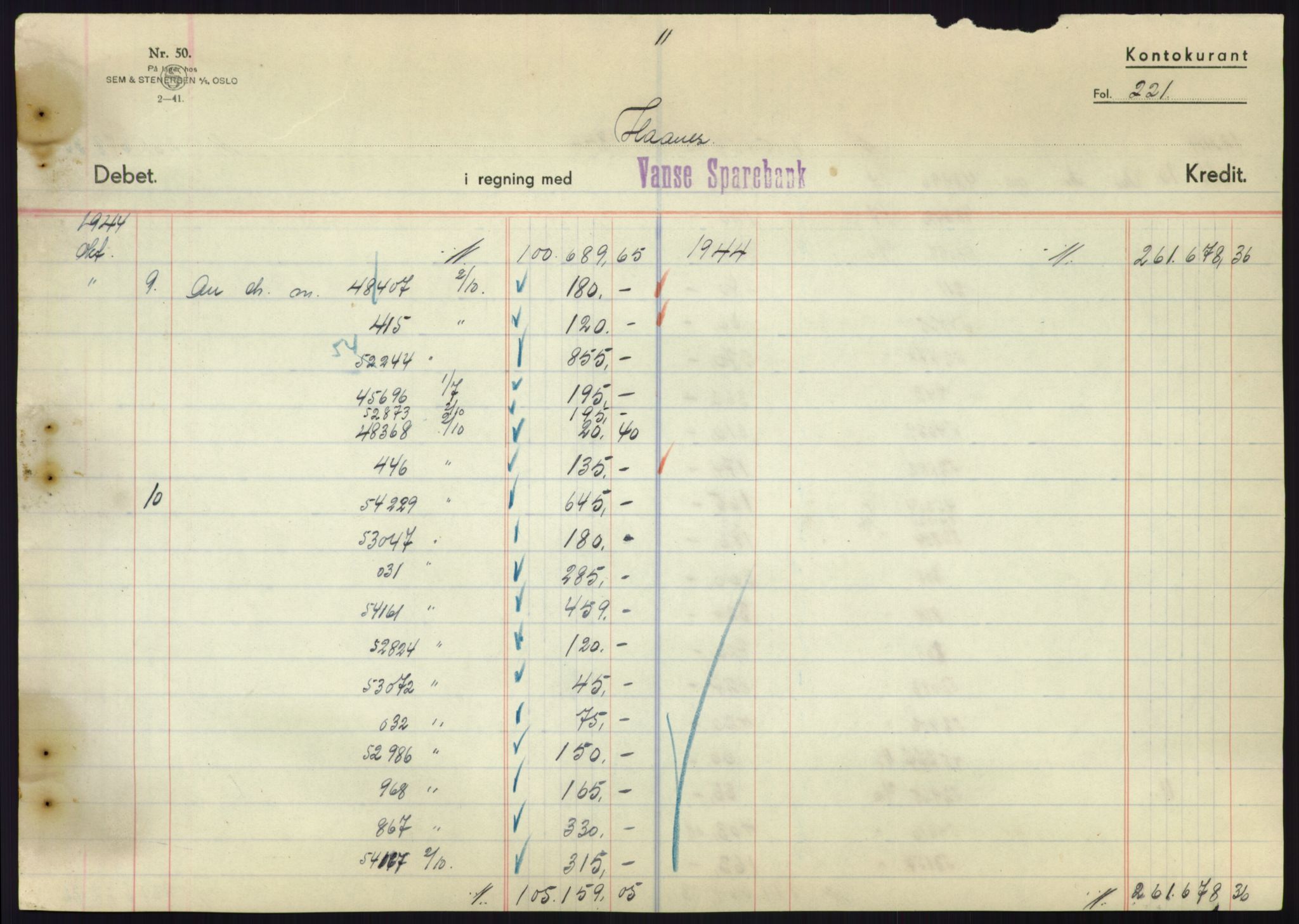 Forsvarsdepartementet, 10. kontor / Oppgjørskontoret, AV/RA-RAFA-1225/D/Db/L0180: Lista oppgjørskontor, 1942-1952, s. 2161