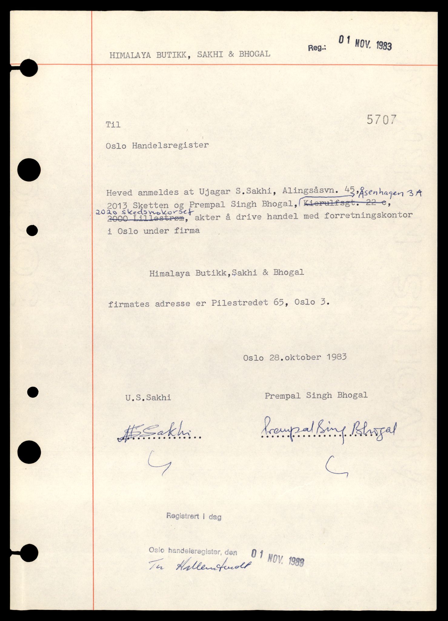 Oslo byfogd, Handelsregisteret, AV/SAT-A-10867/G/Gb/Gbb/L0066: Registreringsmeldinger, Hi-K/S, 1984, s. 3