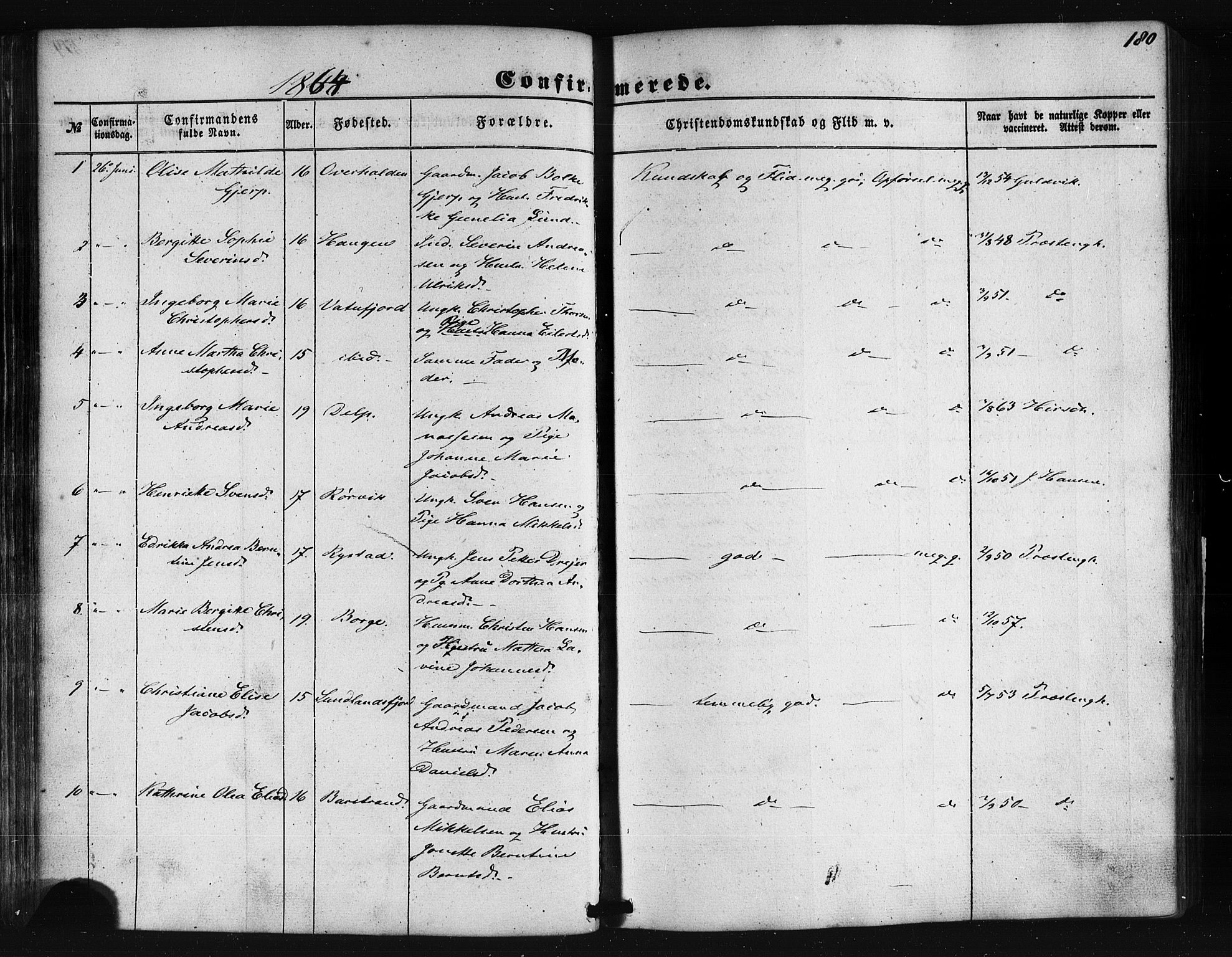 Ministerialprotokoller, klokkerbøker og fødselsregistre - Nordland, AV/SAT-A-1459/876/L1095: Ministerialbok nr. 876A01, 1863-1885, s. 180